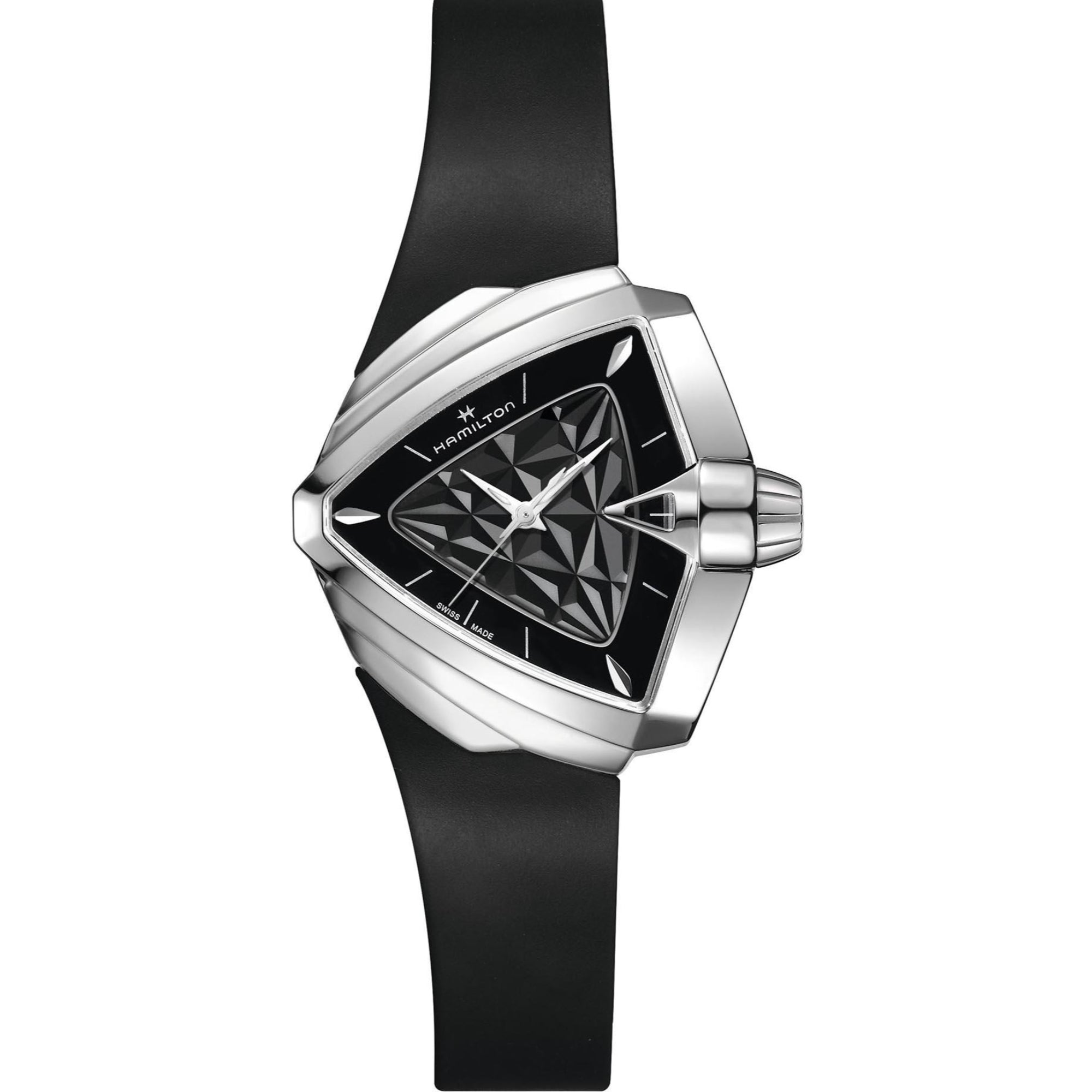 Hamilton Ventura 38mm Black Dial Rubber Mens Quartz Watch H24251330