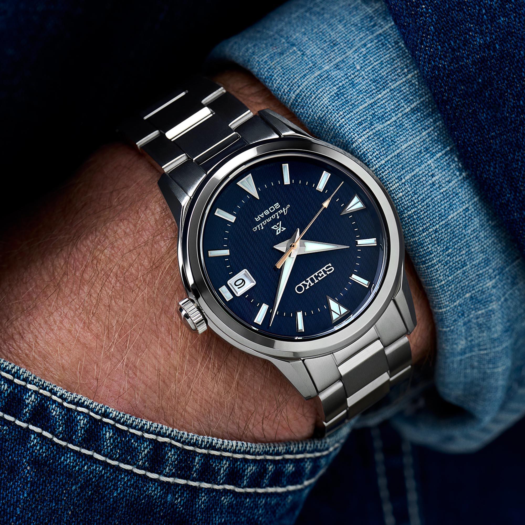 Seiko Prospex Deep Lake Alpinist Automatik Blaues Zifferblatt Edelstahlarmband Herren Uhr SPB249J1