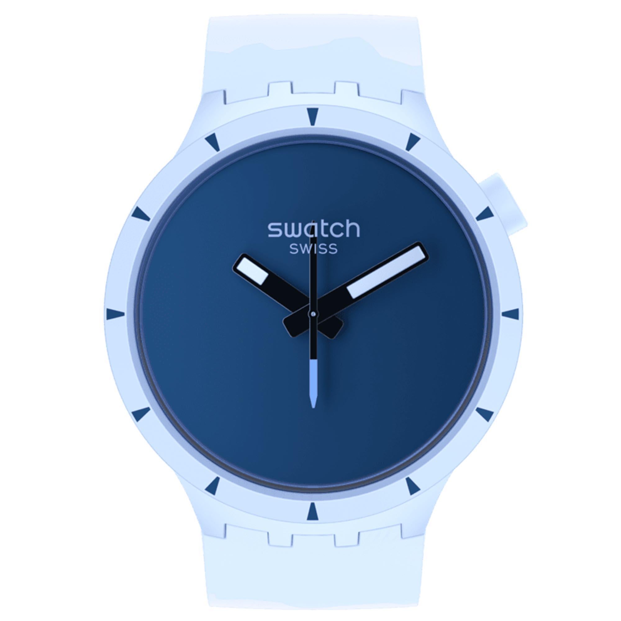 Big Bold Bioceramic Arctic Quartz Blue Dial Blue Silicone Watch SB03N102