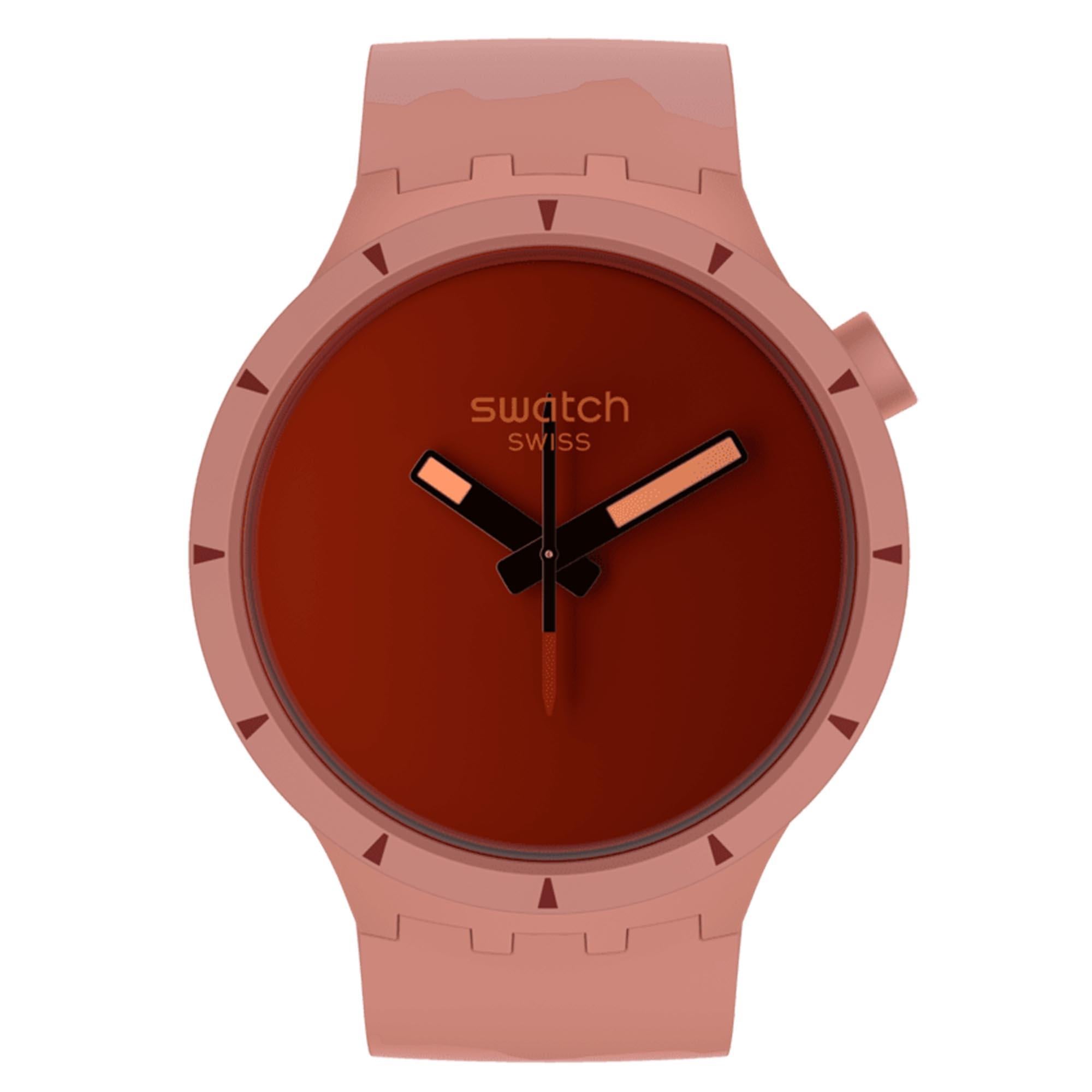 Swatch Big Bold Bioceramic Canyon Quarz Rotes Zifferblatt Silikonarmband Uhr SB03R100