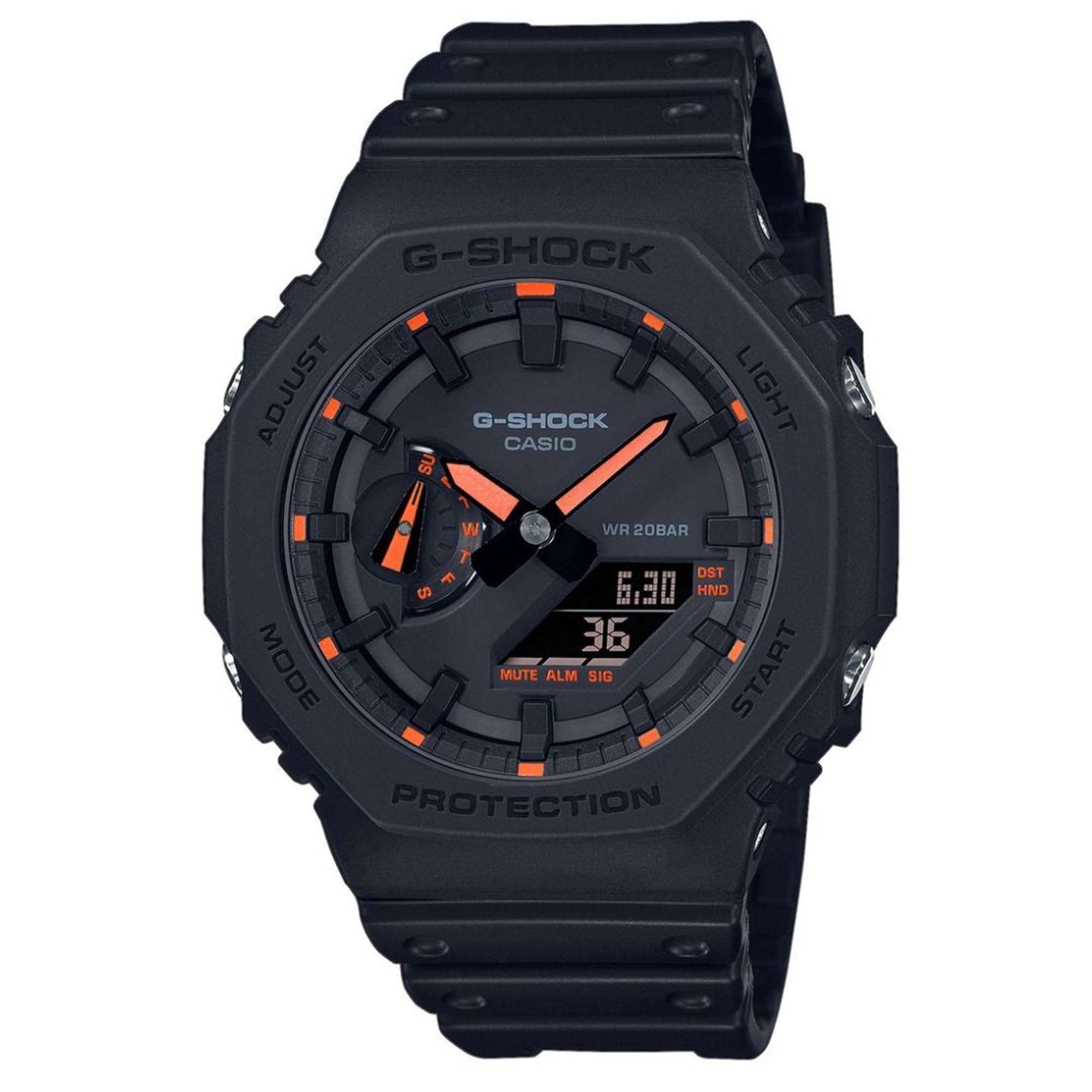 Casio G-Shock Oktagon Serie ‘CasiOak’ Quarz Graues Zifferblatt Graues Silikonarmband Herren Uhr GA-2100-1A4ER