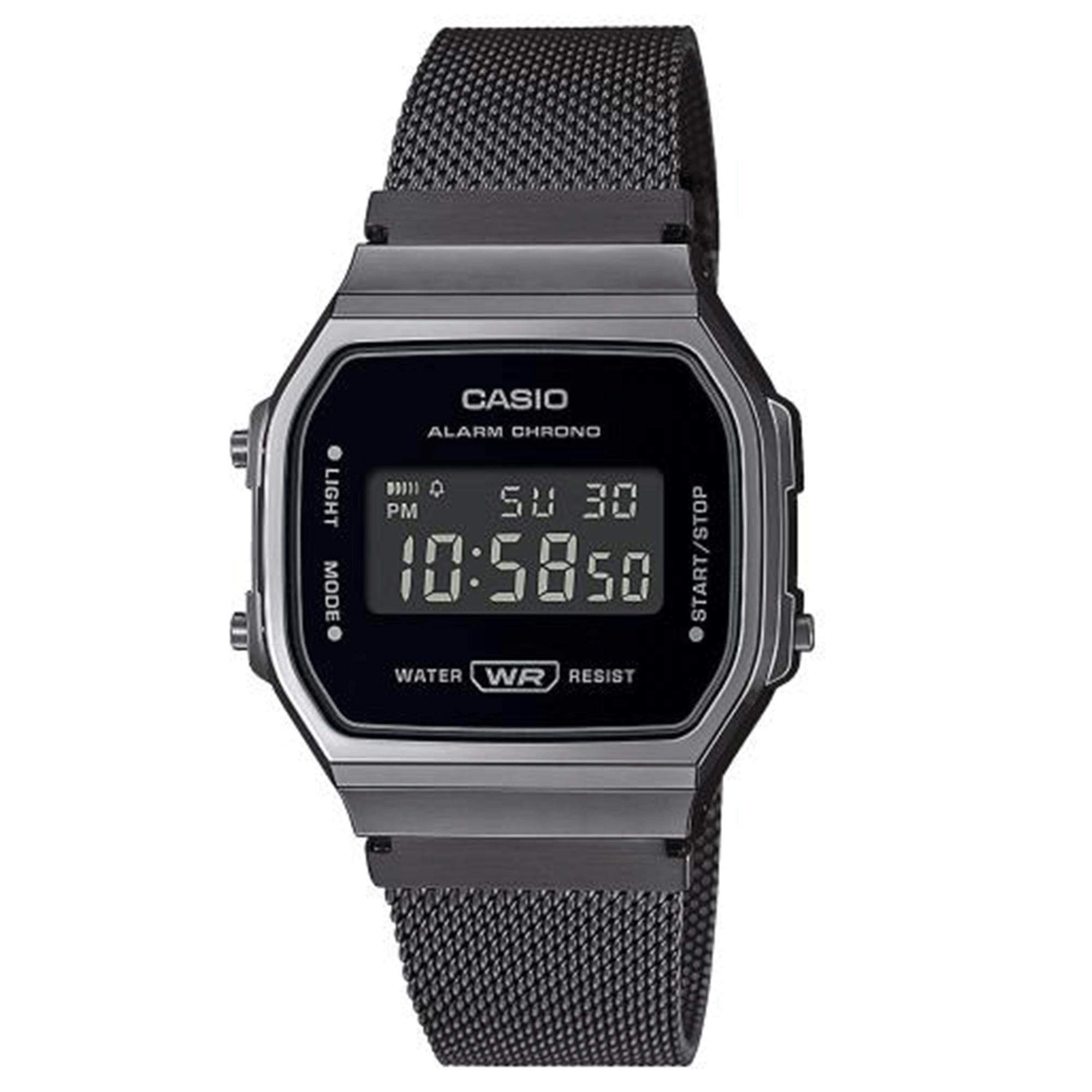 Casio Collection Quarz Schwarzes Zifferblatt Gunmetal Grau Edelstahlarmband Uhr A168WEMB-1BEF