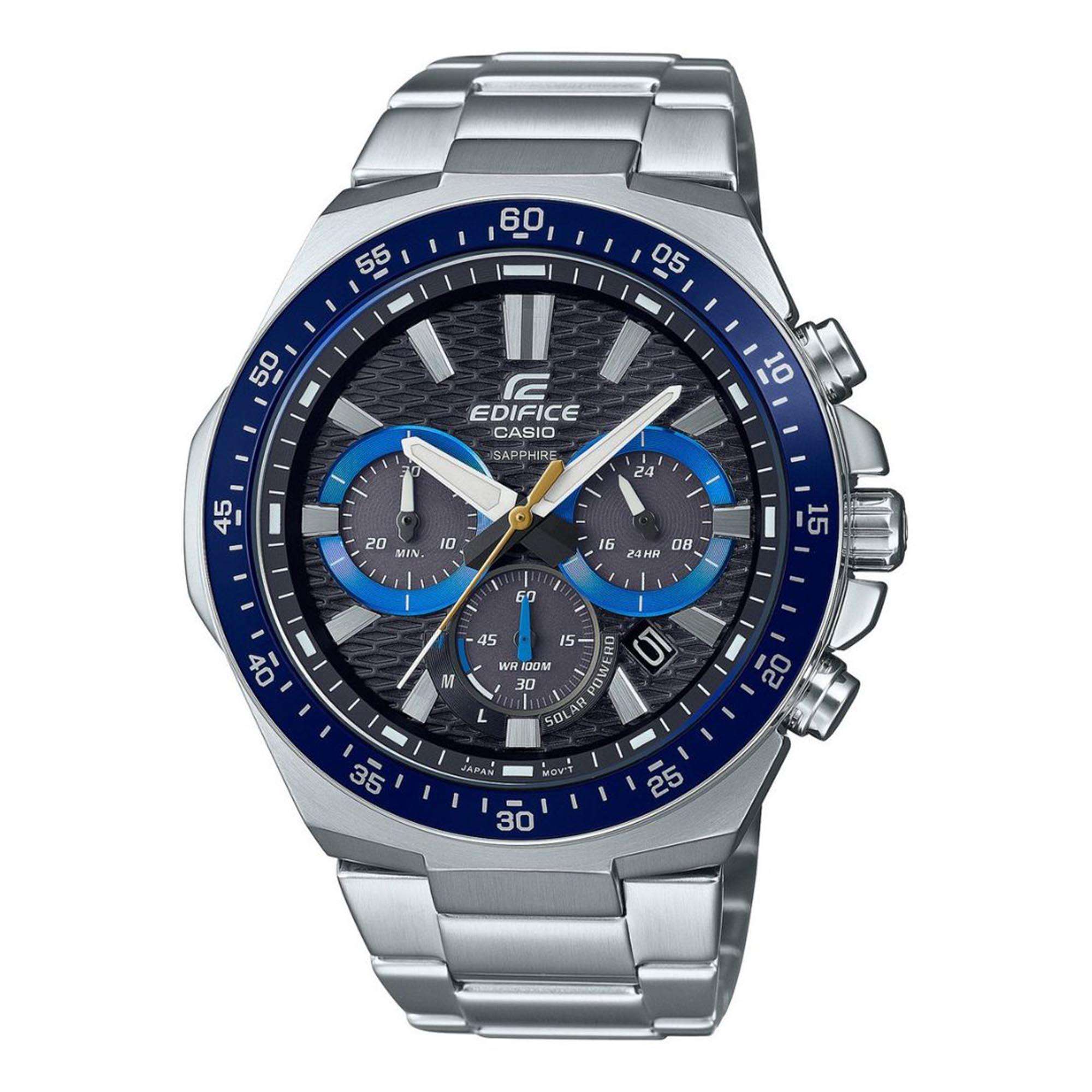 Casio Edifice Solar Quarz Schwarzes Zifferblatt Edelstahl Armband Herren Uhr EFS-S600D-1A2VUEF