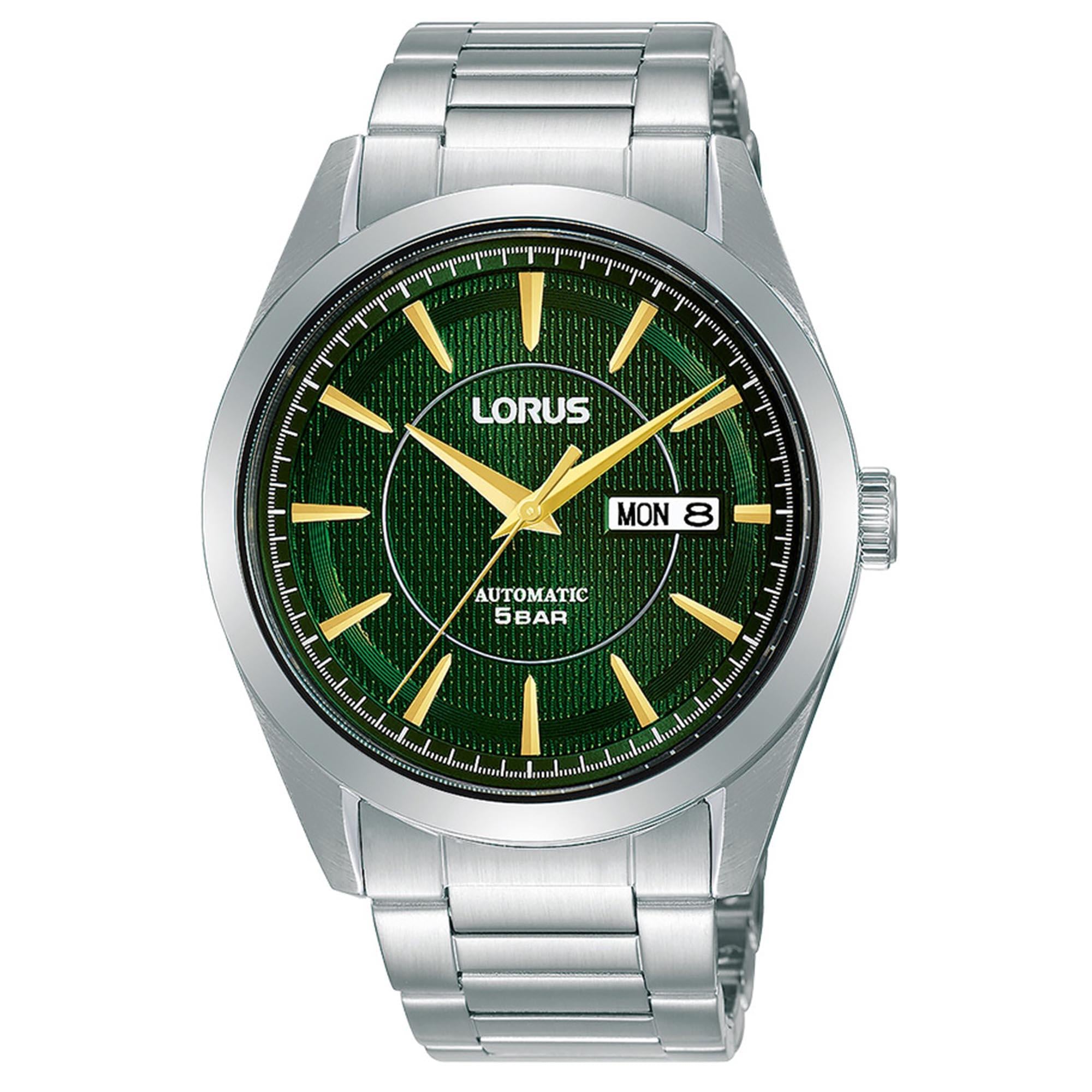 Lorus Classic Automatik Grünes Zifferblatt Edelstahl Armband Herren Uhr RL439AX9