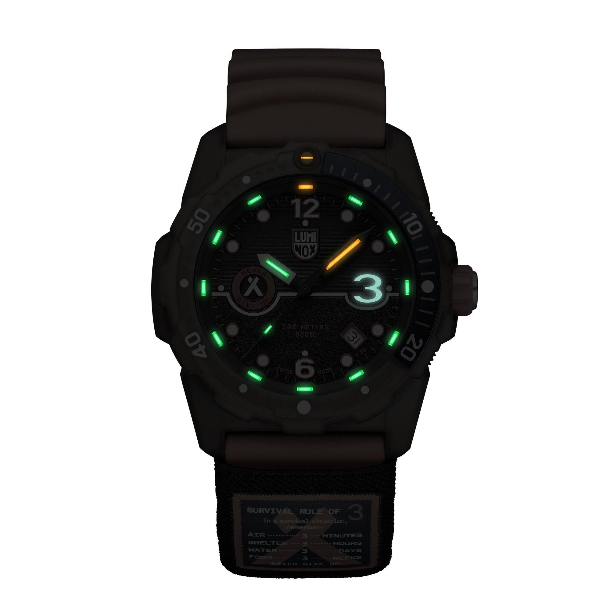 Luminox Bear Grylls Survival Rule of 3 3720 ECO Series Black Dial Rubber Strap Men's Watch XB.3729.ECO