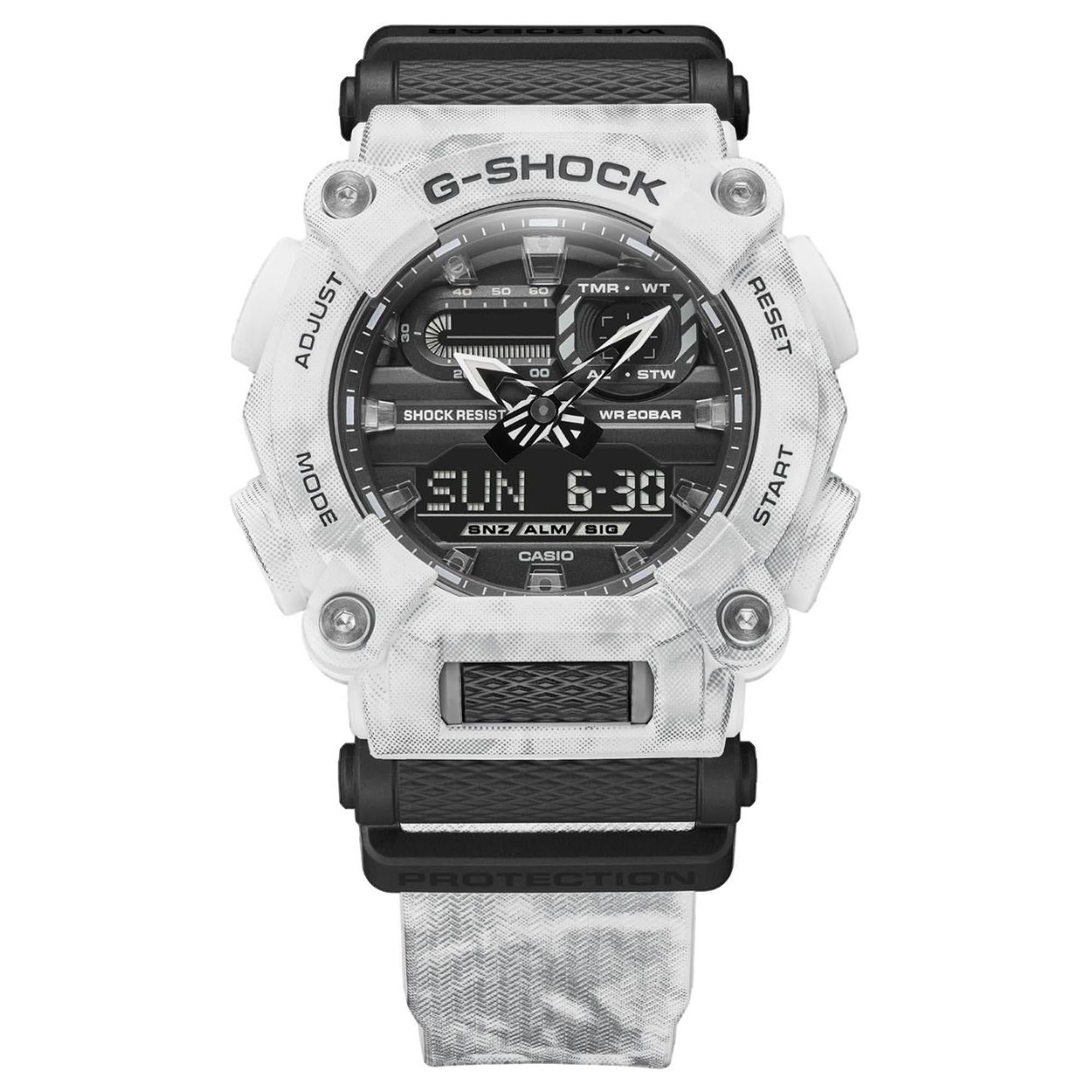 Casio G-Shock Snow Camo Series Quartz Black Dial Grey Resin Strap Mens Watch GA-900GC-7AER