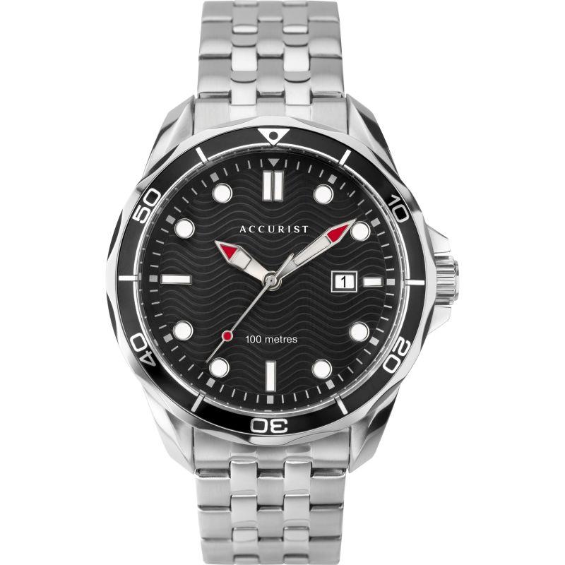 Accurist Quartz Black Dial Stainless Steel Bracelet Mens Watch 7291
