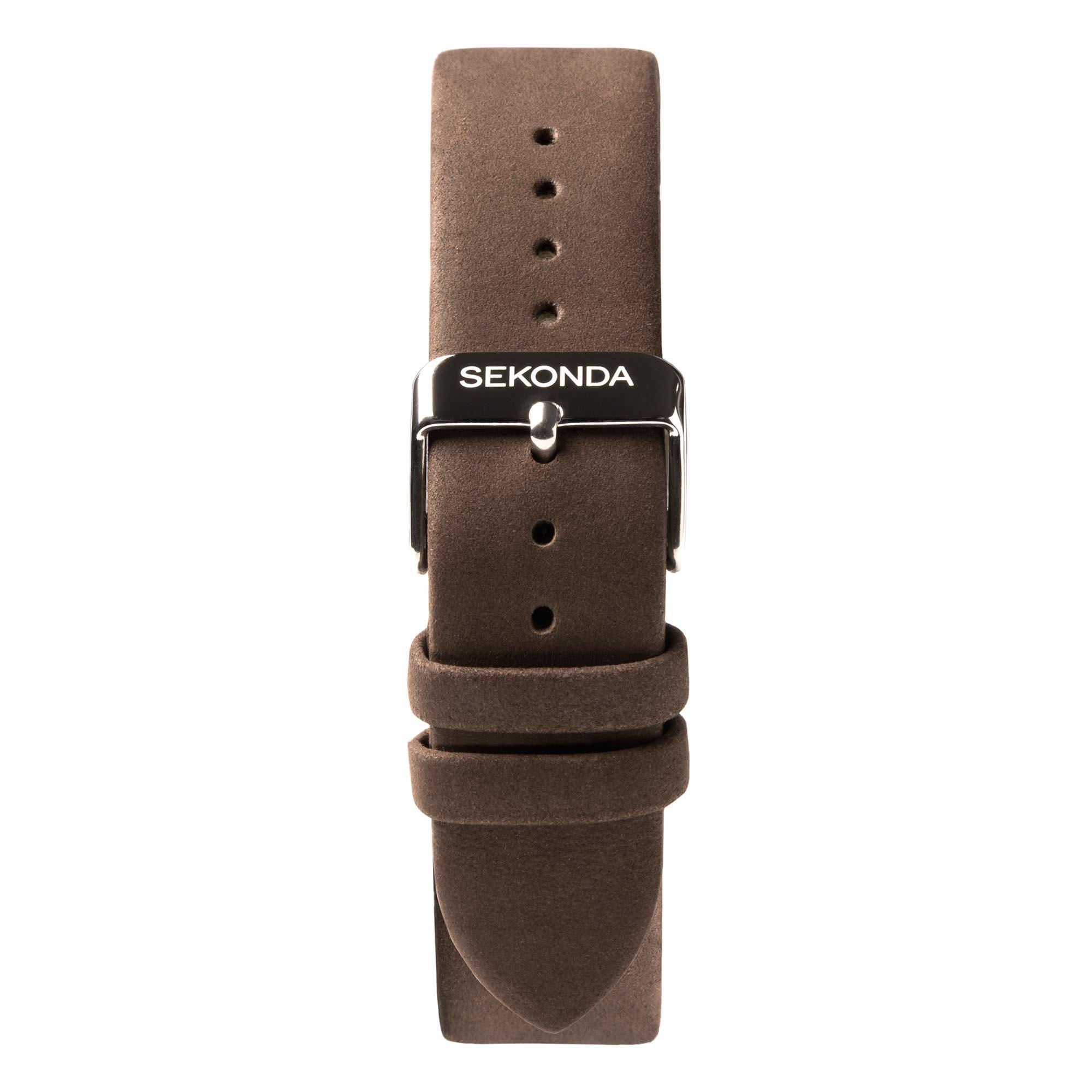 Sekonda Airborne Quarz Schwarze Zifferblatt Brauner Armband Herren Uhr 1988