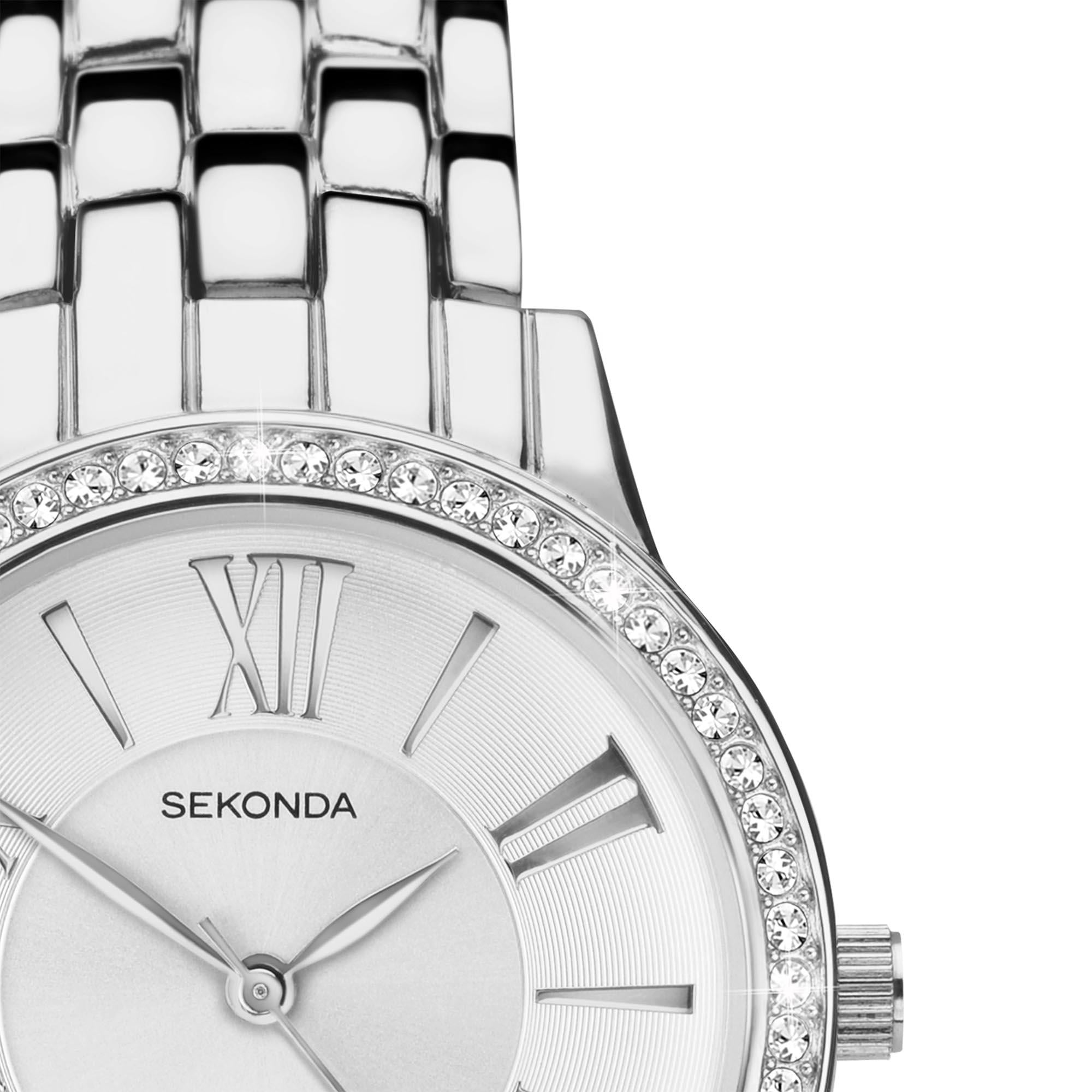 Sekonda Hero Quarz Weißes Zifferblatt Edelstahlarmband Damen Uhr 40348