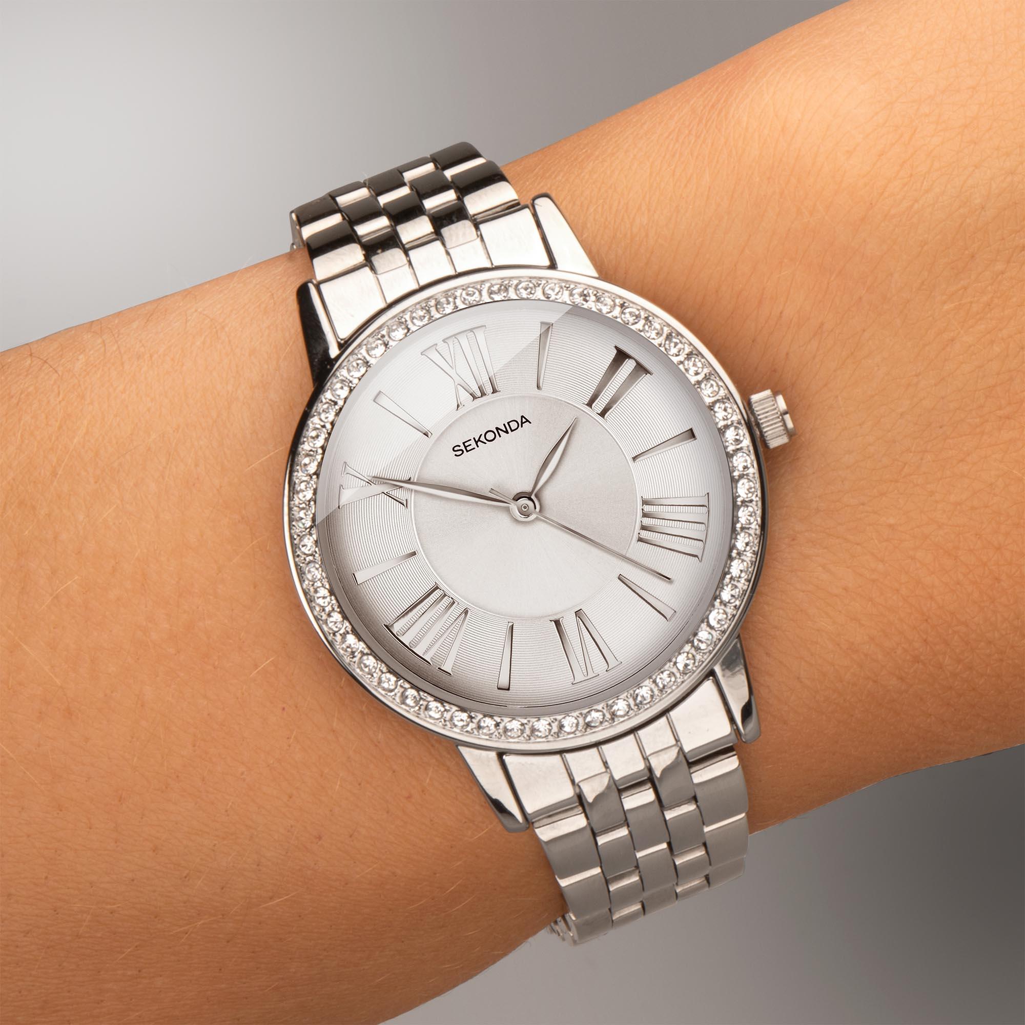 Sekonda Hero Quarz Weißes Zifferblatt Edelstahlarmband Damen Uhr 40348