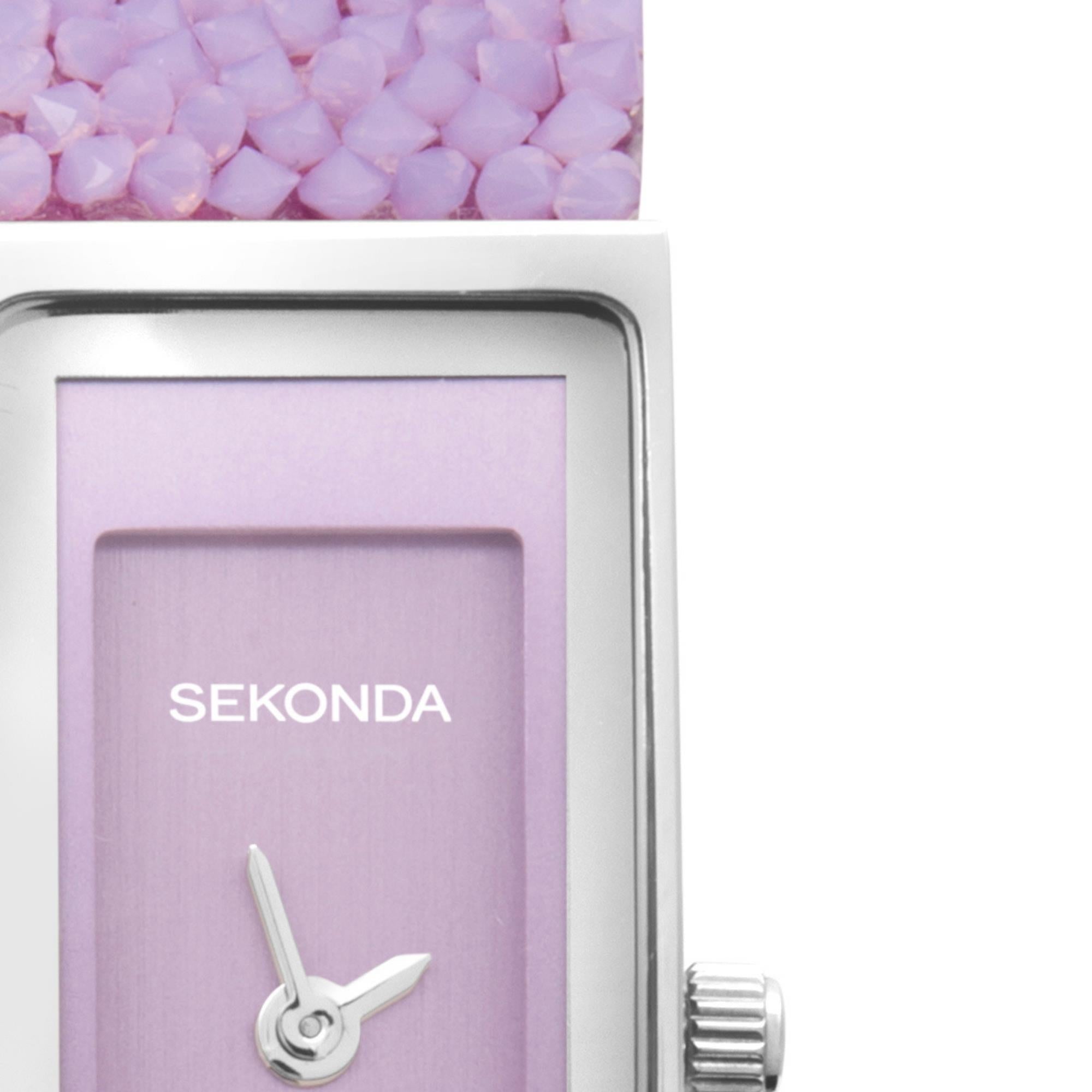 Sekonda Pastel Rocks Quartz Lilafarbenes Zifferblatt Lilafarbenes Armband Damen Uhr 40375