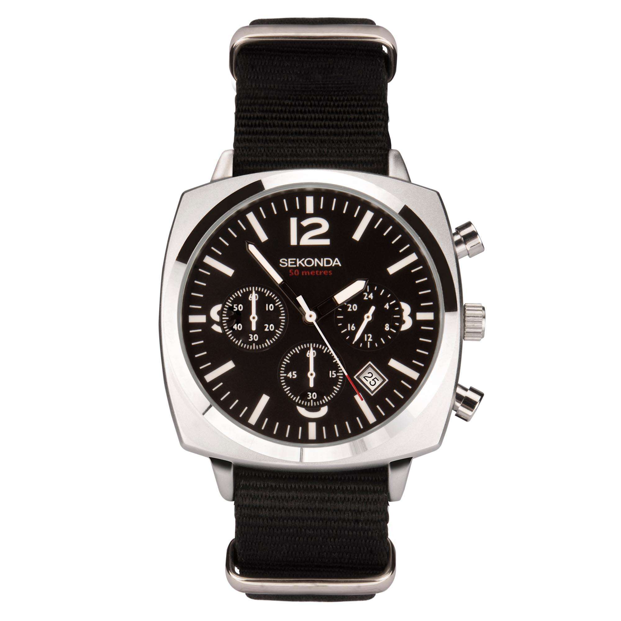 Sekonda Airborne Quarz Schwarze Zifferblatt Schwarzer Armband Herren Uhr 1989