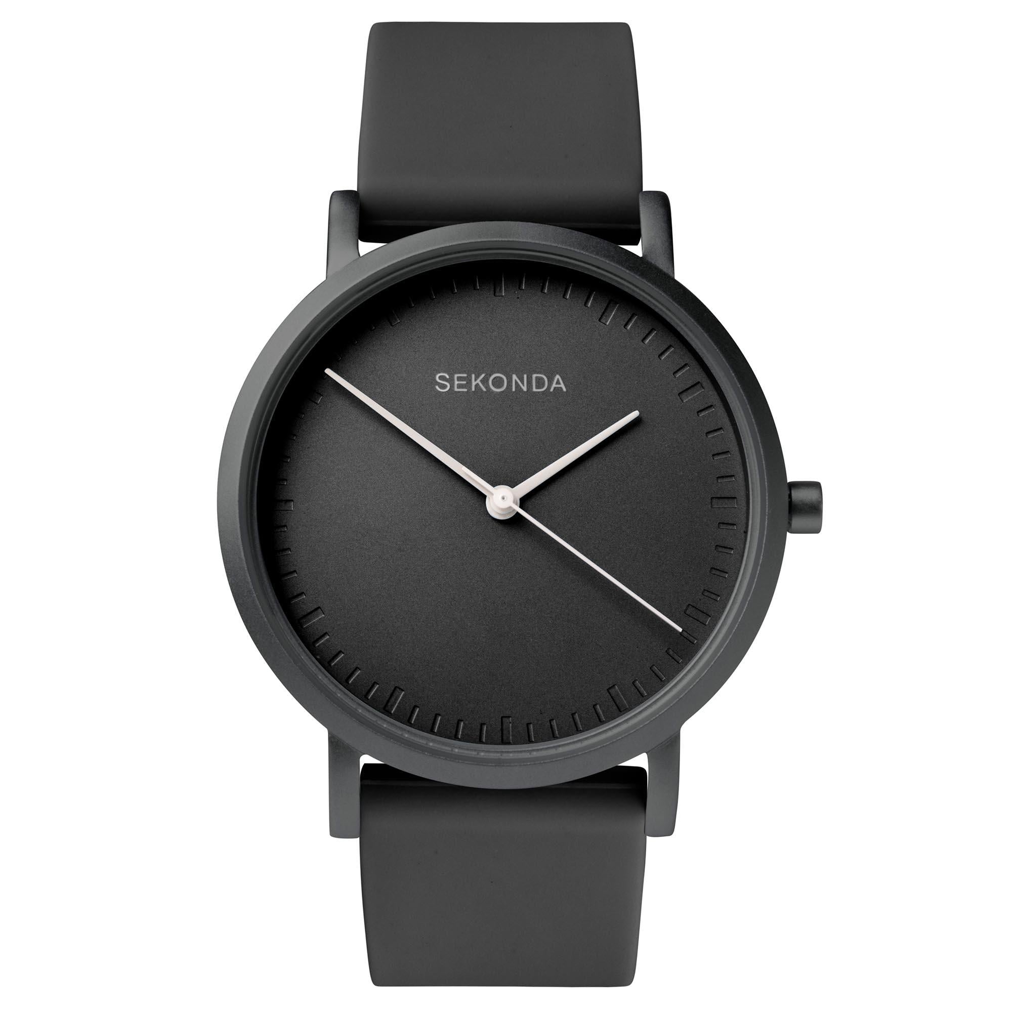 Sekonda In Colour Quarz Schwarzes Zifferblatt Schwarzes Silikonarmband Damen Uhr 40389