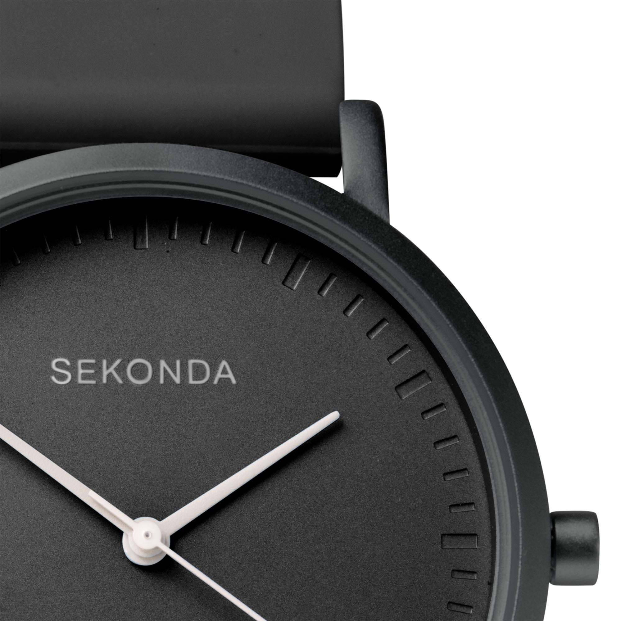 Sekonda In Colour Quarz Schwarzes Zifferblatt Schwarzes Silikonarmband Damen Uhr 40389