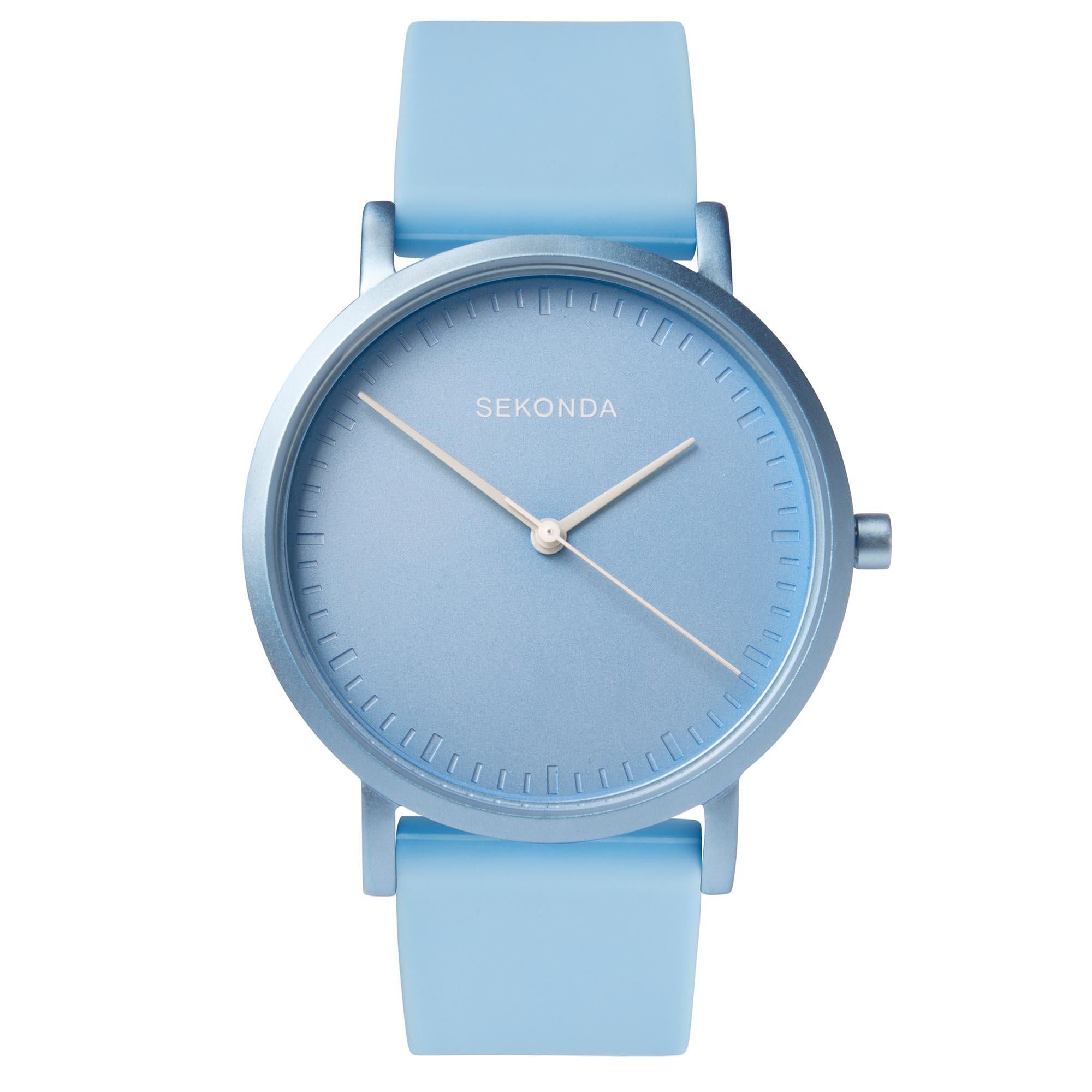 Sekonda In Colour Quartz Blaues Zifferblatt Blauer Silikonarmband Damen Uhr 40393
