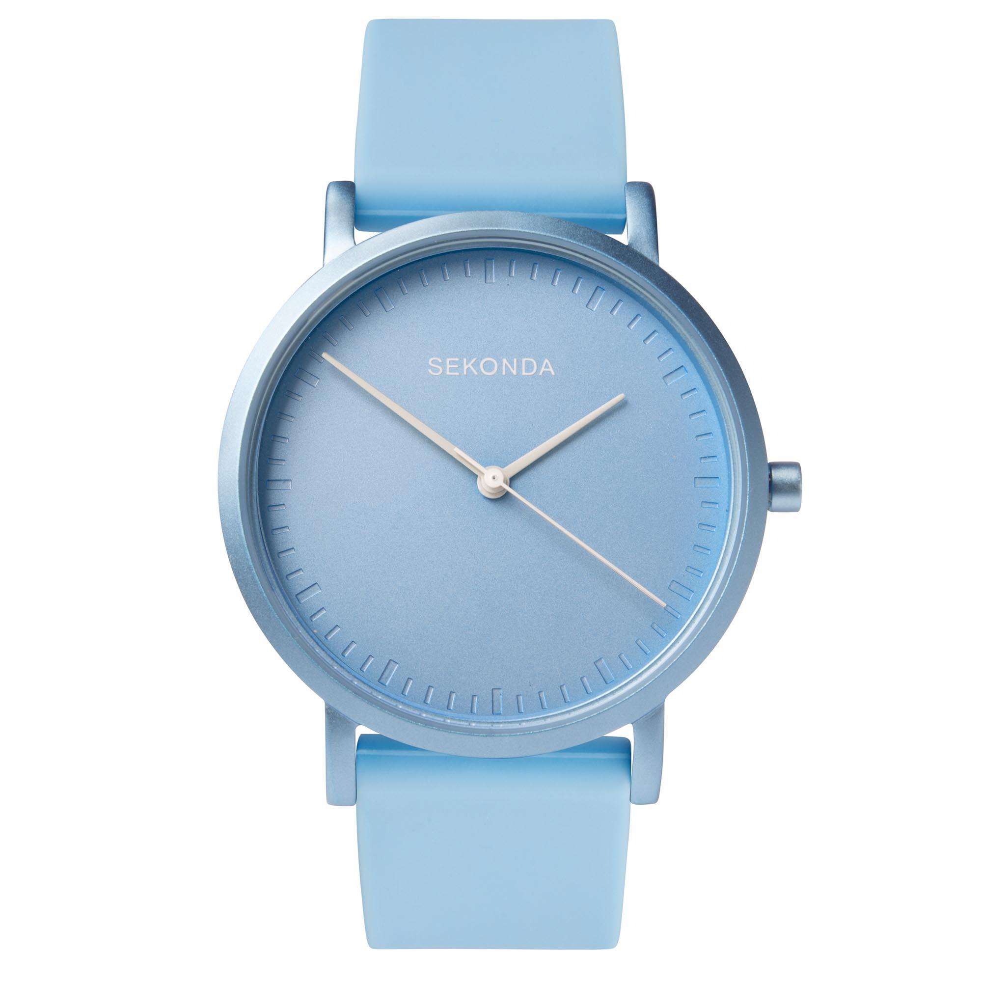 Sekonda In Colour Quartz Blaues Zifferblatt Blauer Silikonarmband Damen Uhr 40393