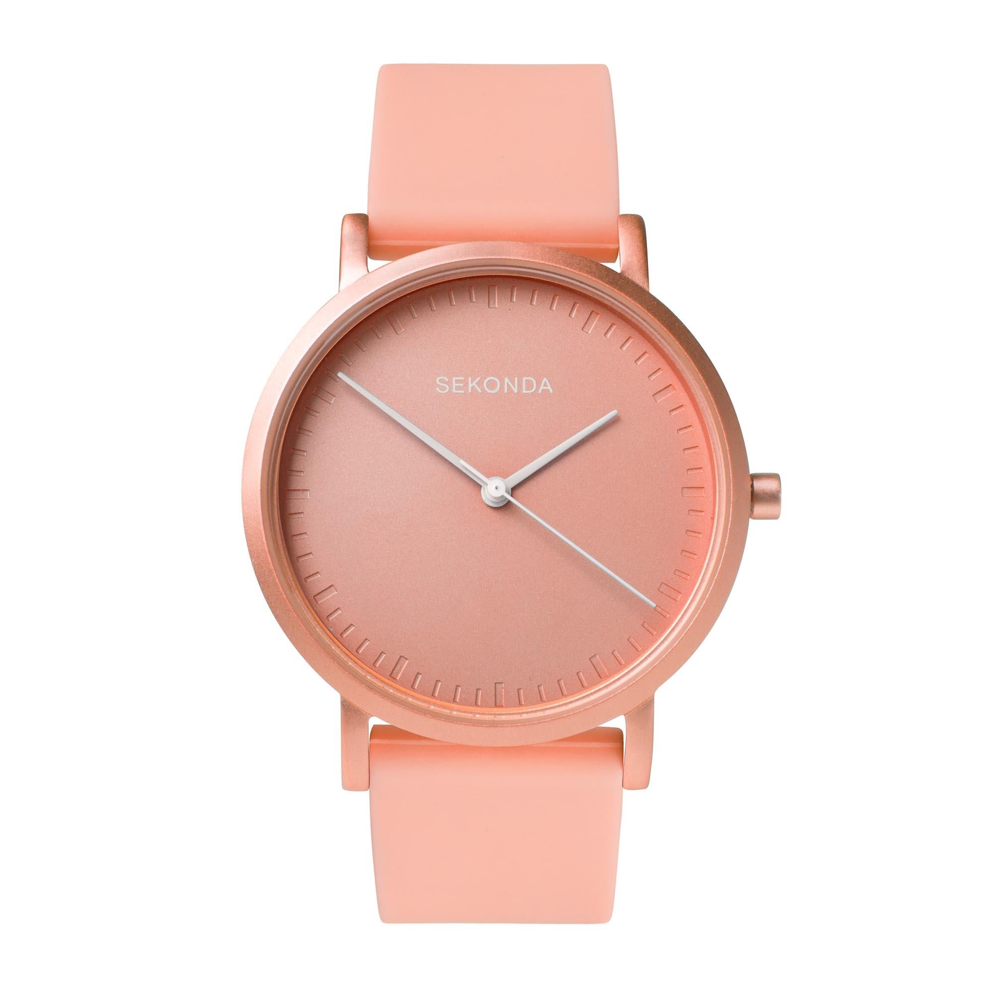 Sekonda In Colour Quarz Rosa Zifferblatt Rosa Silikonarmband Damen Uhr 40394
