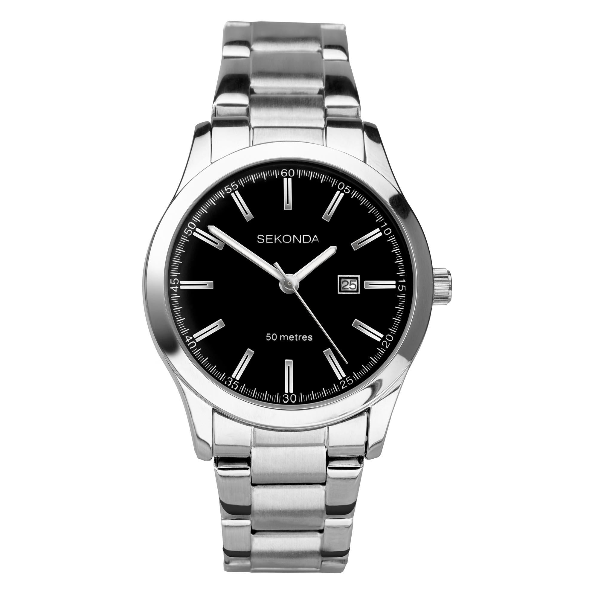 Sekonda ColourPop Quarz Schwarze Zifferblatt Edelstahlarmband Damen Uhr 40364