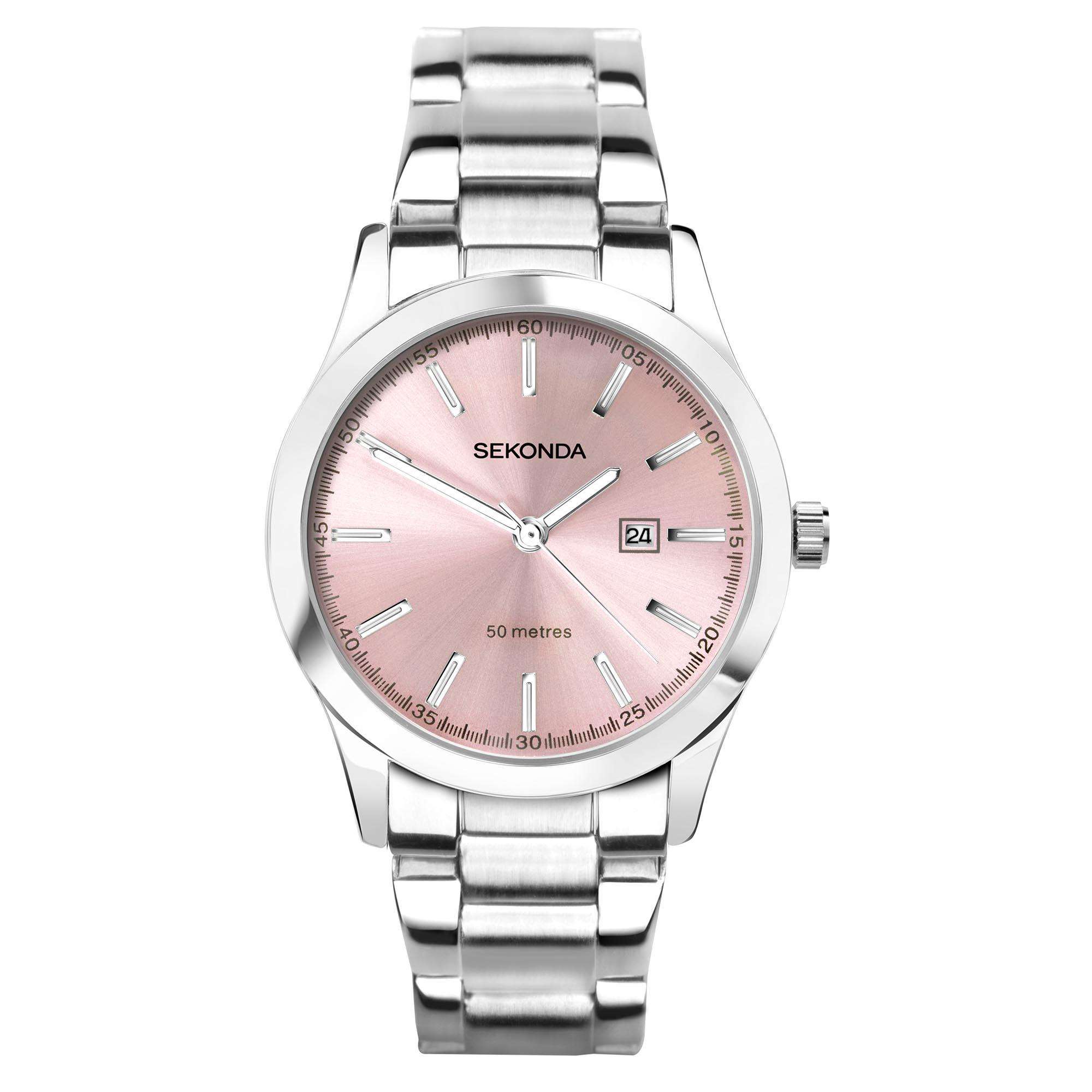 Sekonda ColourPop Quarz Rosa Zifferblatt Edelstahlarmband Damen Uhr 40398