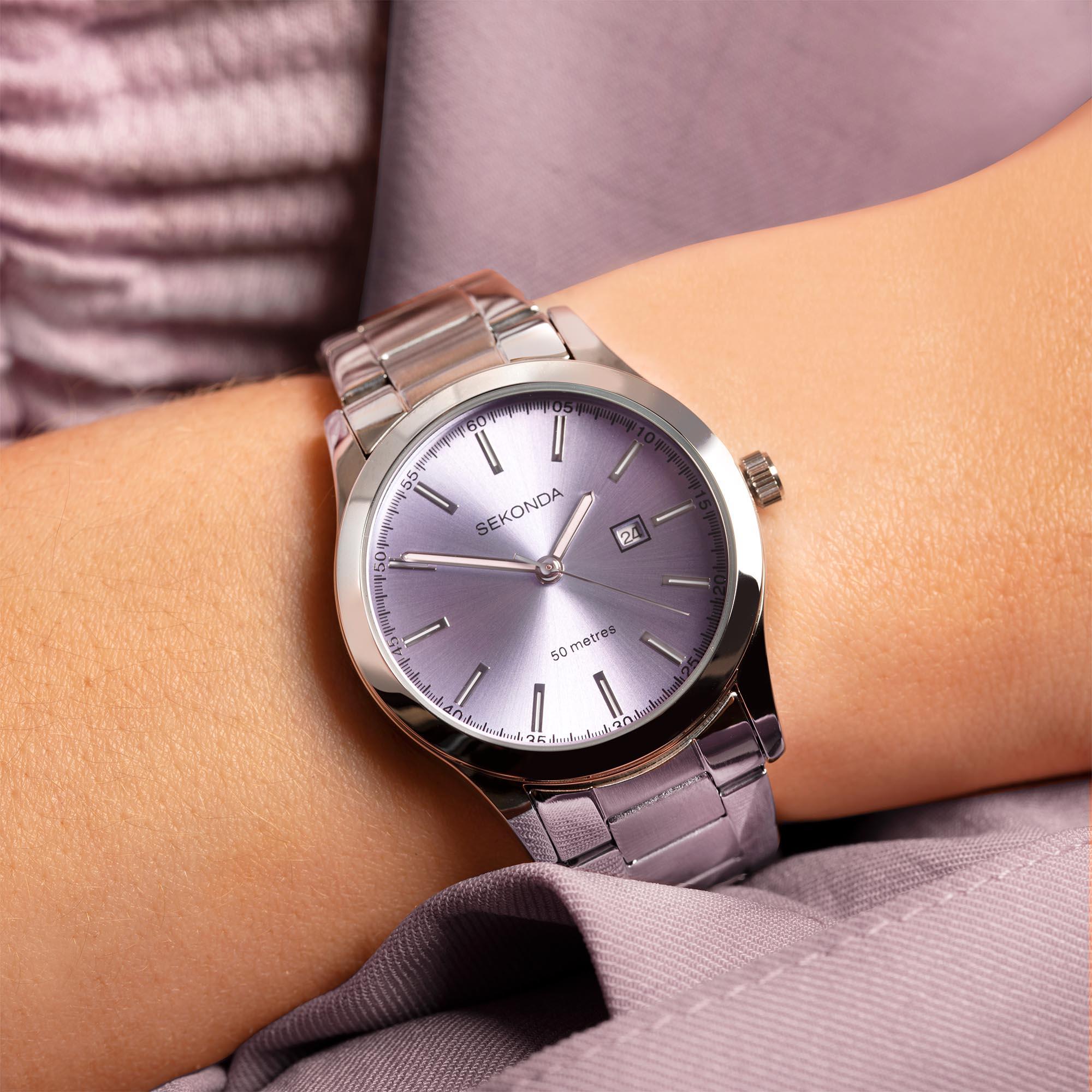 Sekonda ColourPop Quartz Purple Dial Stainless Steel Bracelet Ladies Watch 40400