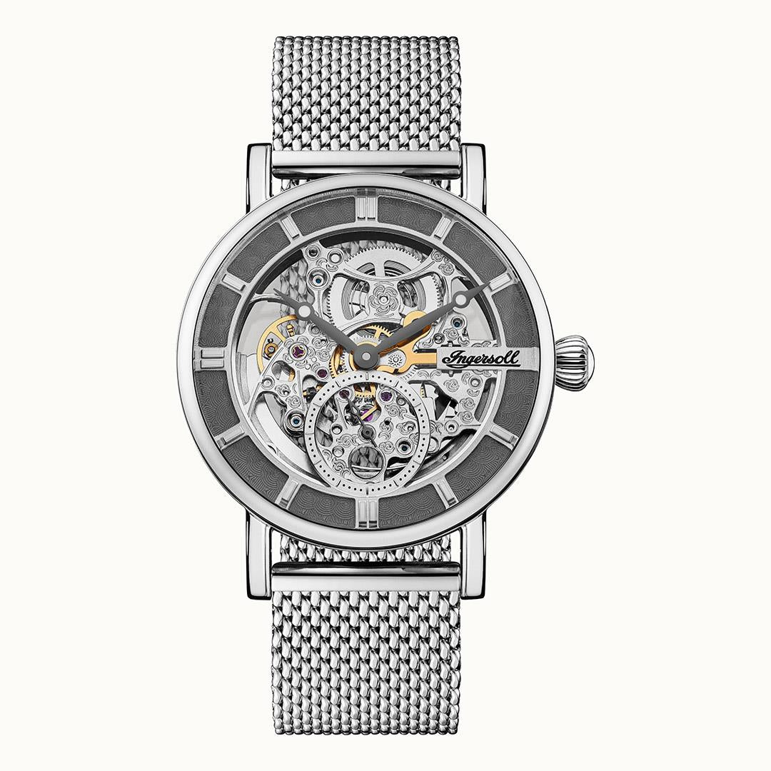 Ingersoll The Herald Automatik Graues Zifferblatt Mailänder Armband Herren Uhr I00405B