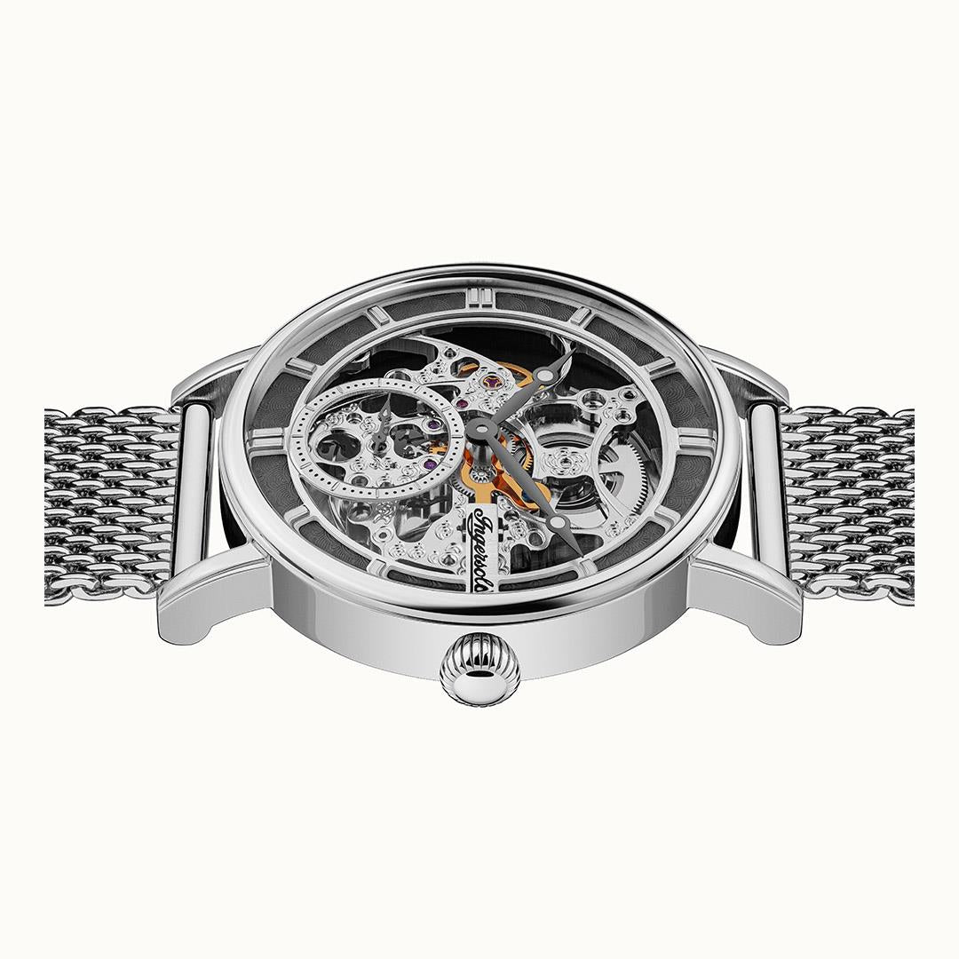 Ingersoll The Herald Automatik Graues Zifferblatt Mailänder Armband Herren Uhr I00405B