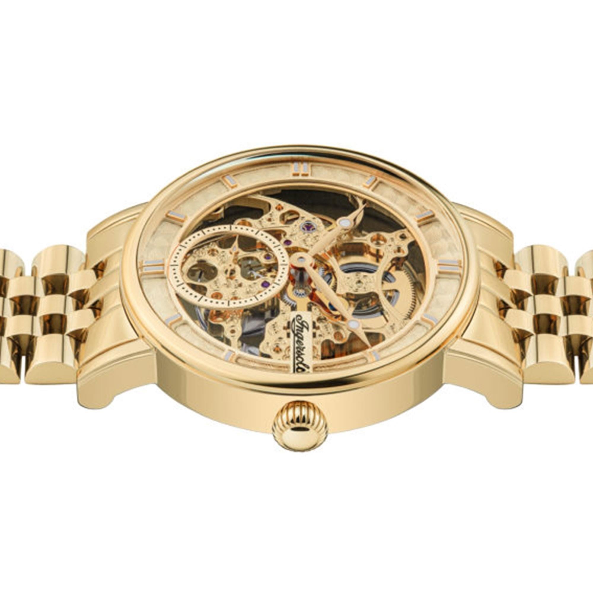 Ingersoll 1892 The Herald Automatische Uhr mit Blassgoldenem Zifferblatt und Gold Edelstahlarmband I00408