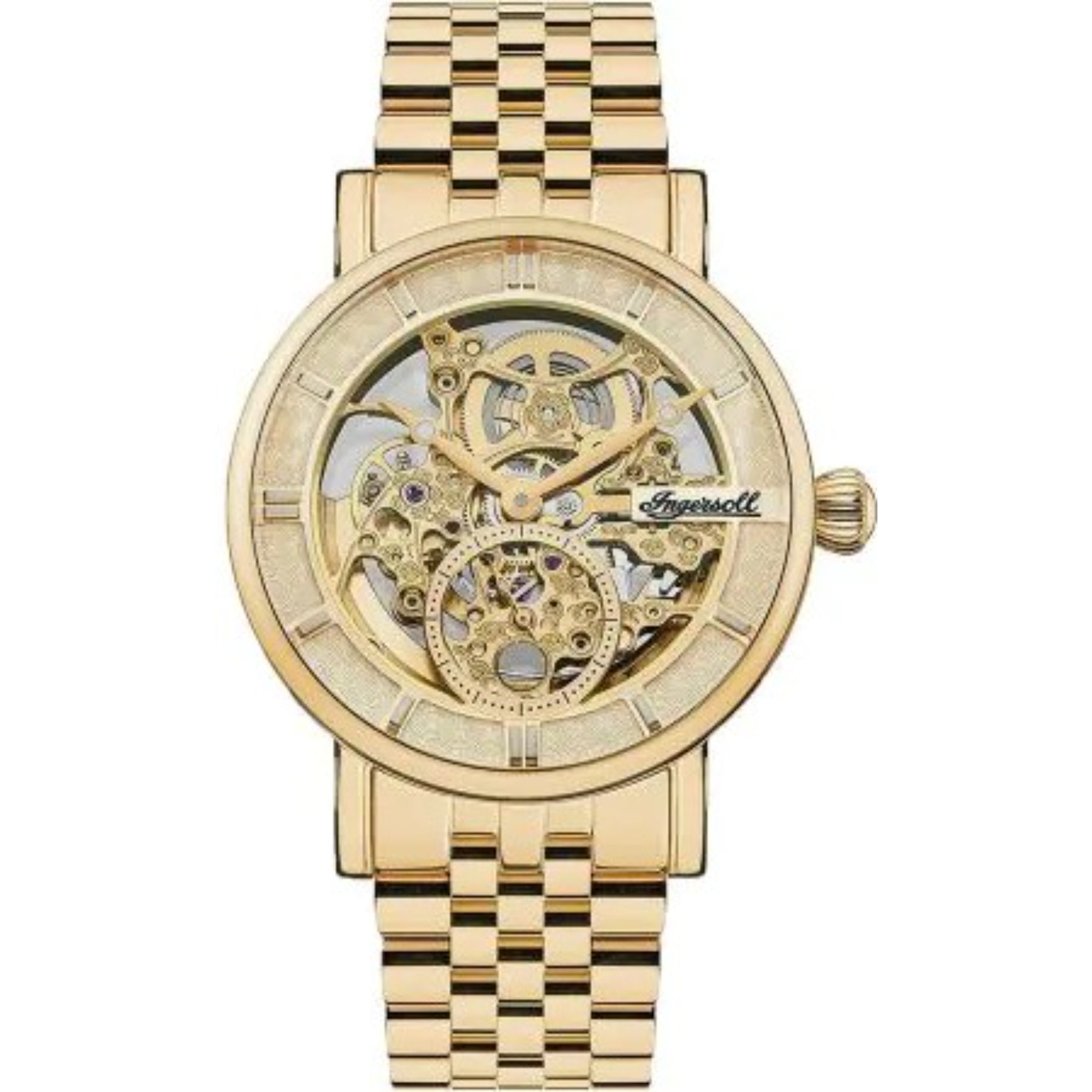 Ingersoll 1892 The Herald Automatische Uhr mit Blassgoldenem Zifferblatt und Gold Edelstahlarmband I00408
