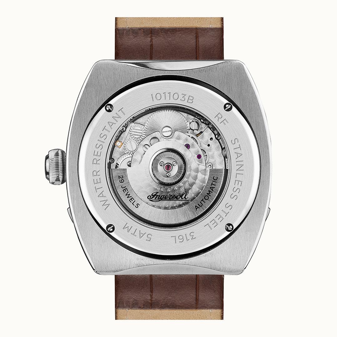 Ingersoll The Michigan Automatik Weiß Zifferblatt Braun Lederarmband Herren Uhr I01103B