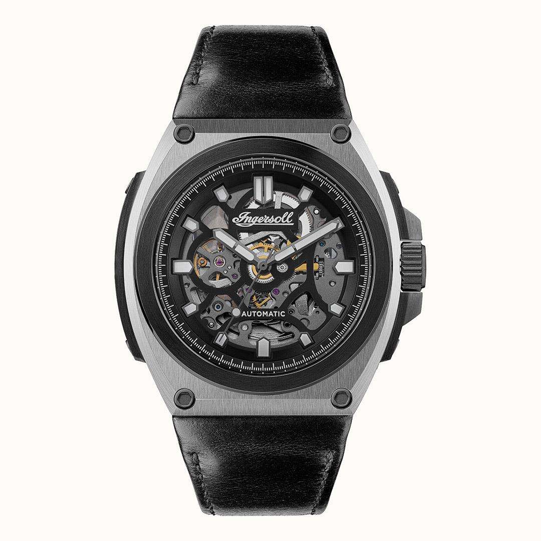 Ingersol The Motion Automatische Schwarze Zifferblatt Lederarmband Herren Uhr I11702B