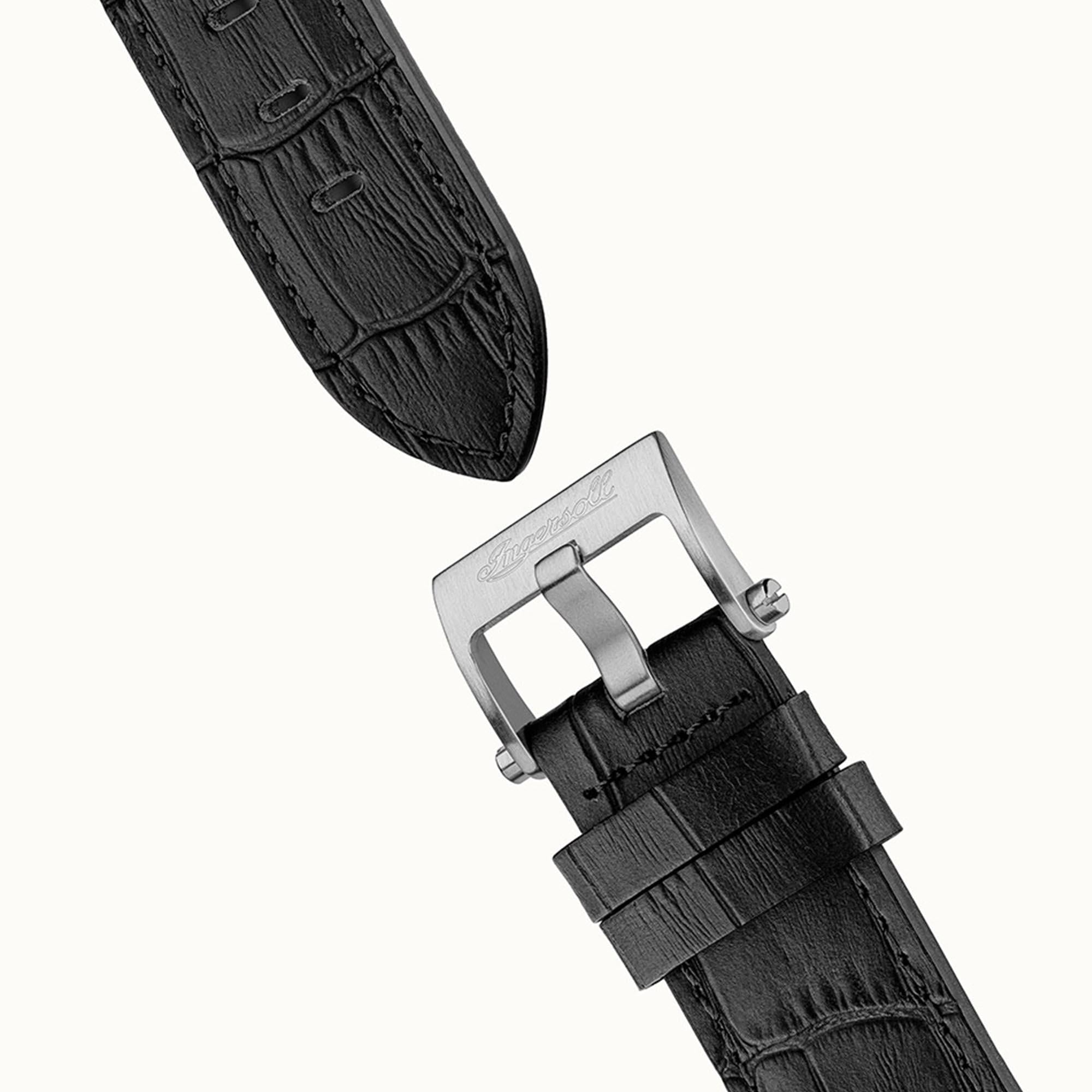 Ingersoll The Catalina Automatik Schwarzes Zifferblatt Schwarzes Lederarmband Herren Uhr I12502