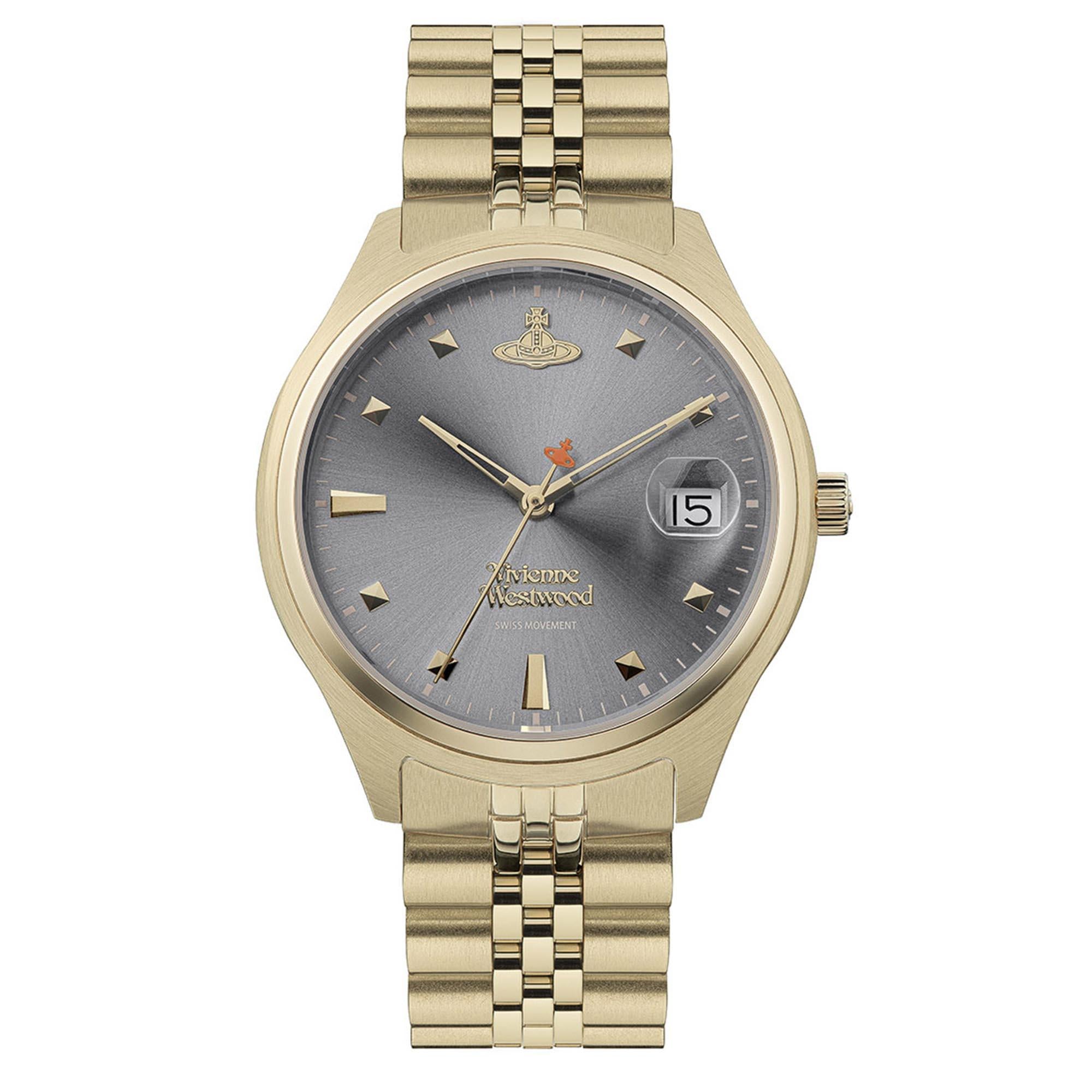 Vivienne Westwood Camberwell Quarz Graues Zifferblatt Gold Edelstahlarmband Damen Uhr VV261GYGD