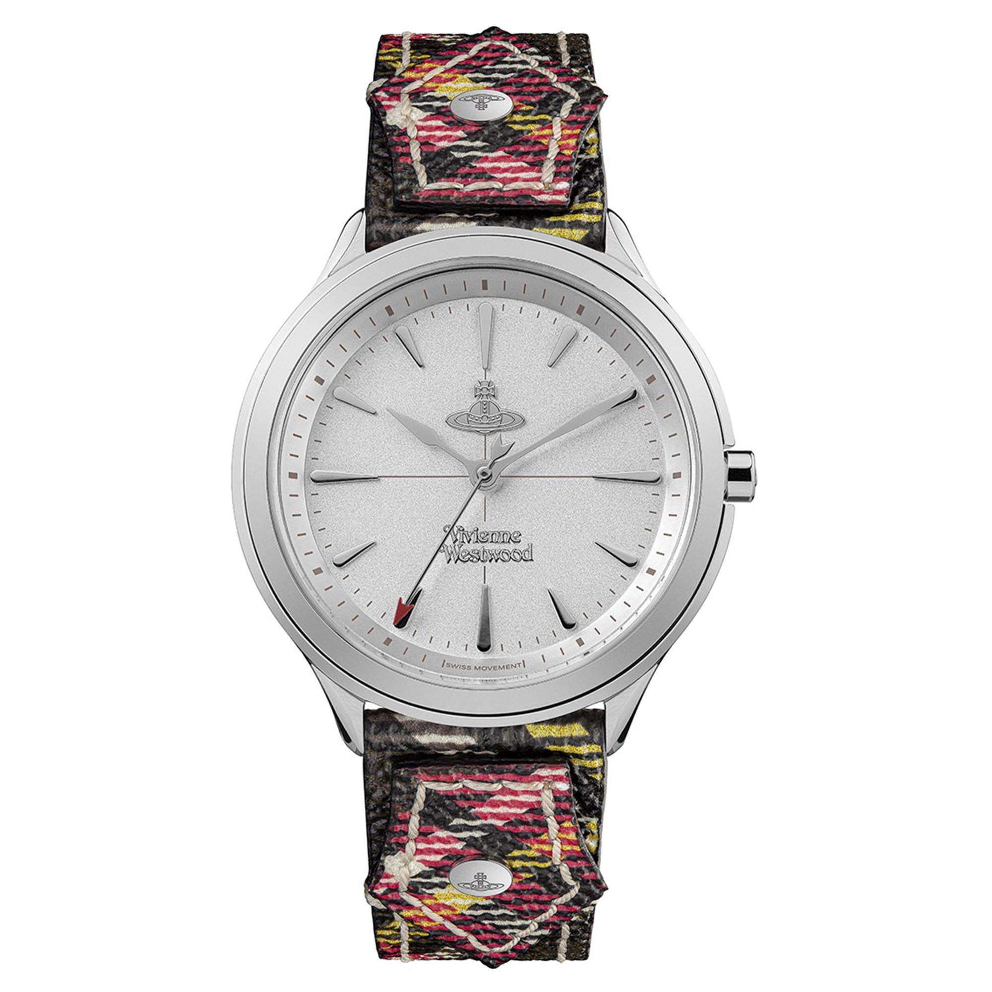 Vivienne Westwood The Elcho Quartz Silver Dial Tartan Leather Strap Ladies Watch VV255SLMT