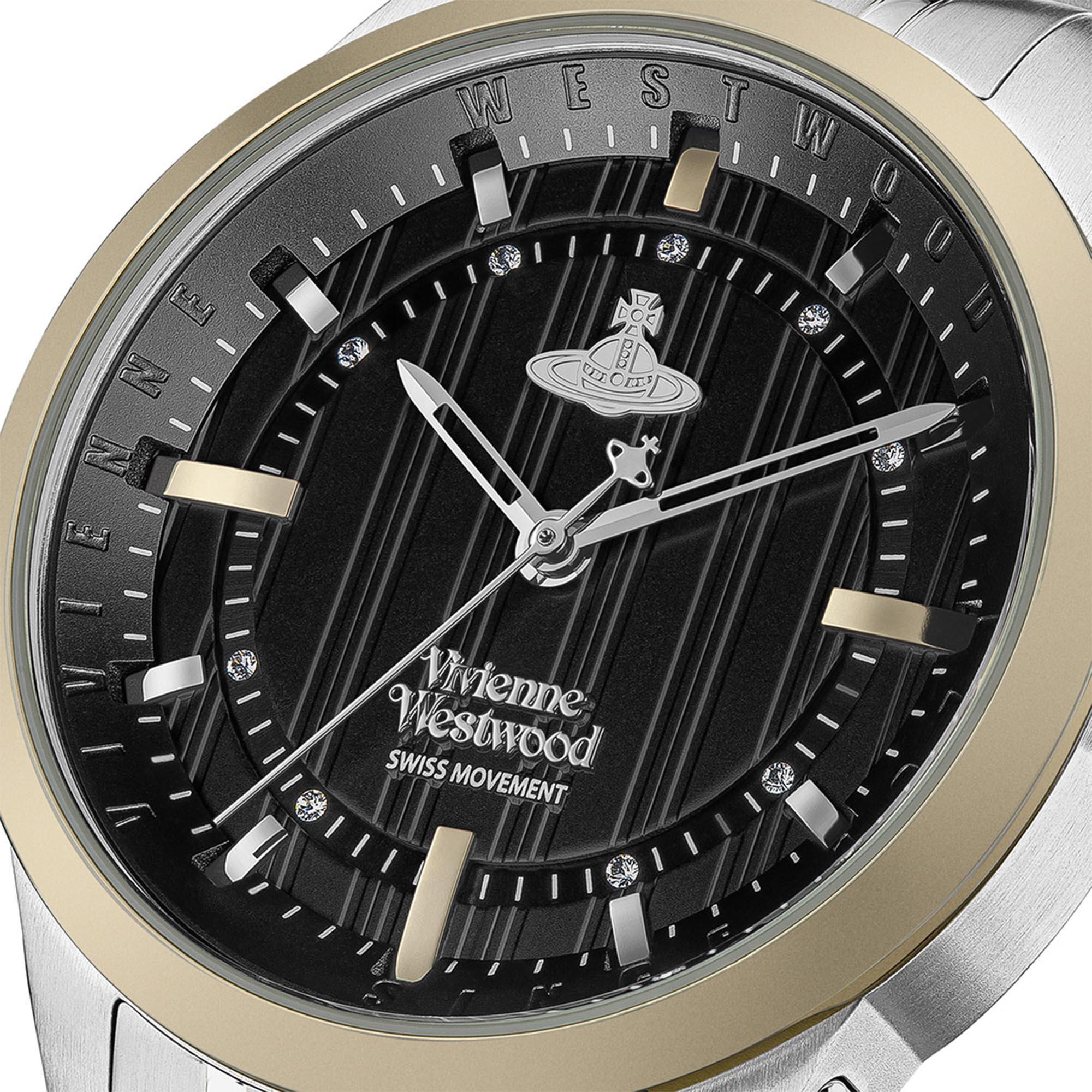 Vivienne Westwood East End Quartz Black Dial Stainless Steel Bracelet Ladies Watch VV262BKSG