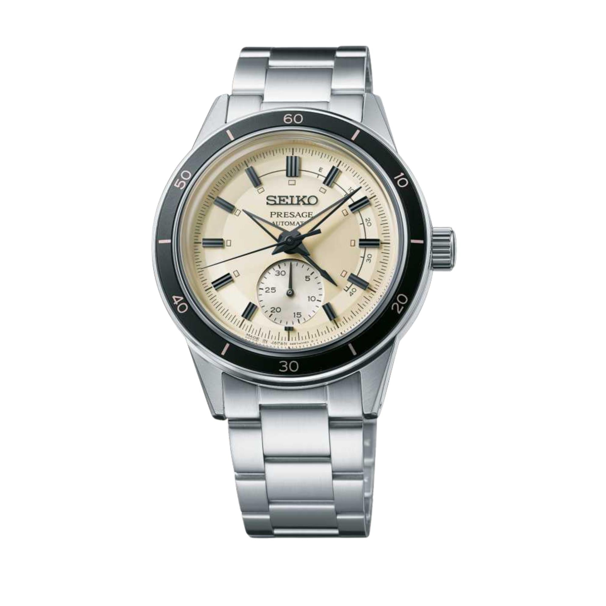 Seiko Presage Style 60s Automatik Elfenbein Zifferblatt Edelstahlarmband Herren Uhr SSA447J1