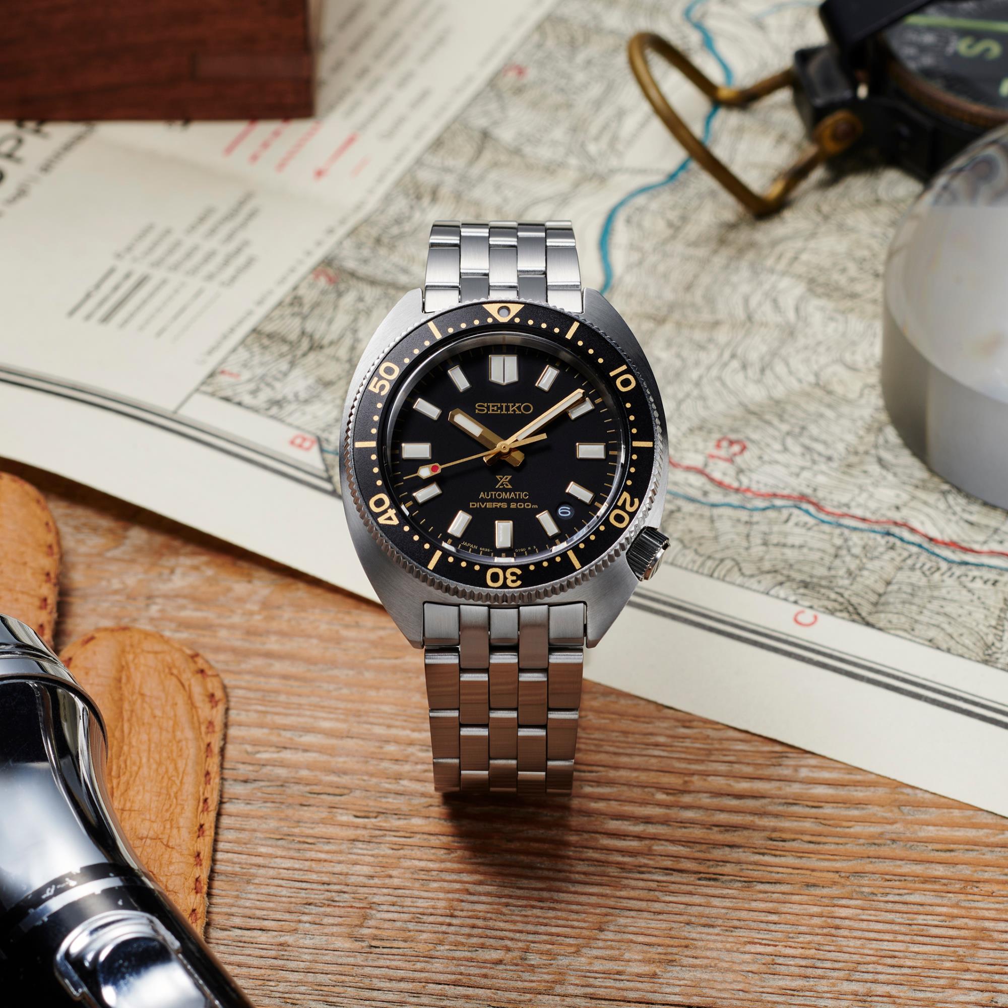 Seiko Prospex Heritage Turtle 1968 Nachbildung Automatik Schwarzes Zifferblatt Edelstahlarmband SPB315J1