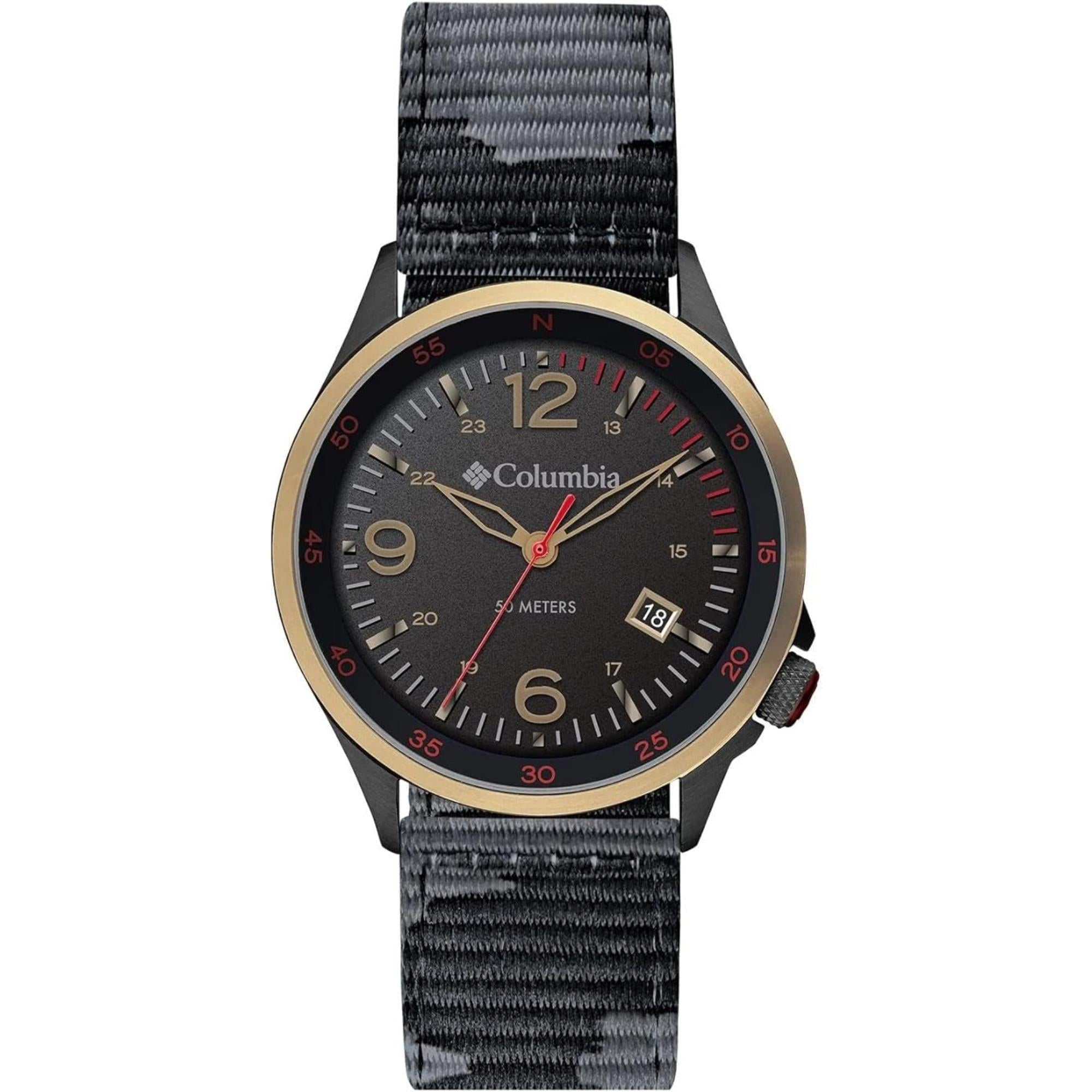 Columbia Canyon Ridge Quarz Schwarzes Zifferblatt Camouflage Nylonarmband Herren Uhr CSC02-002