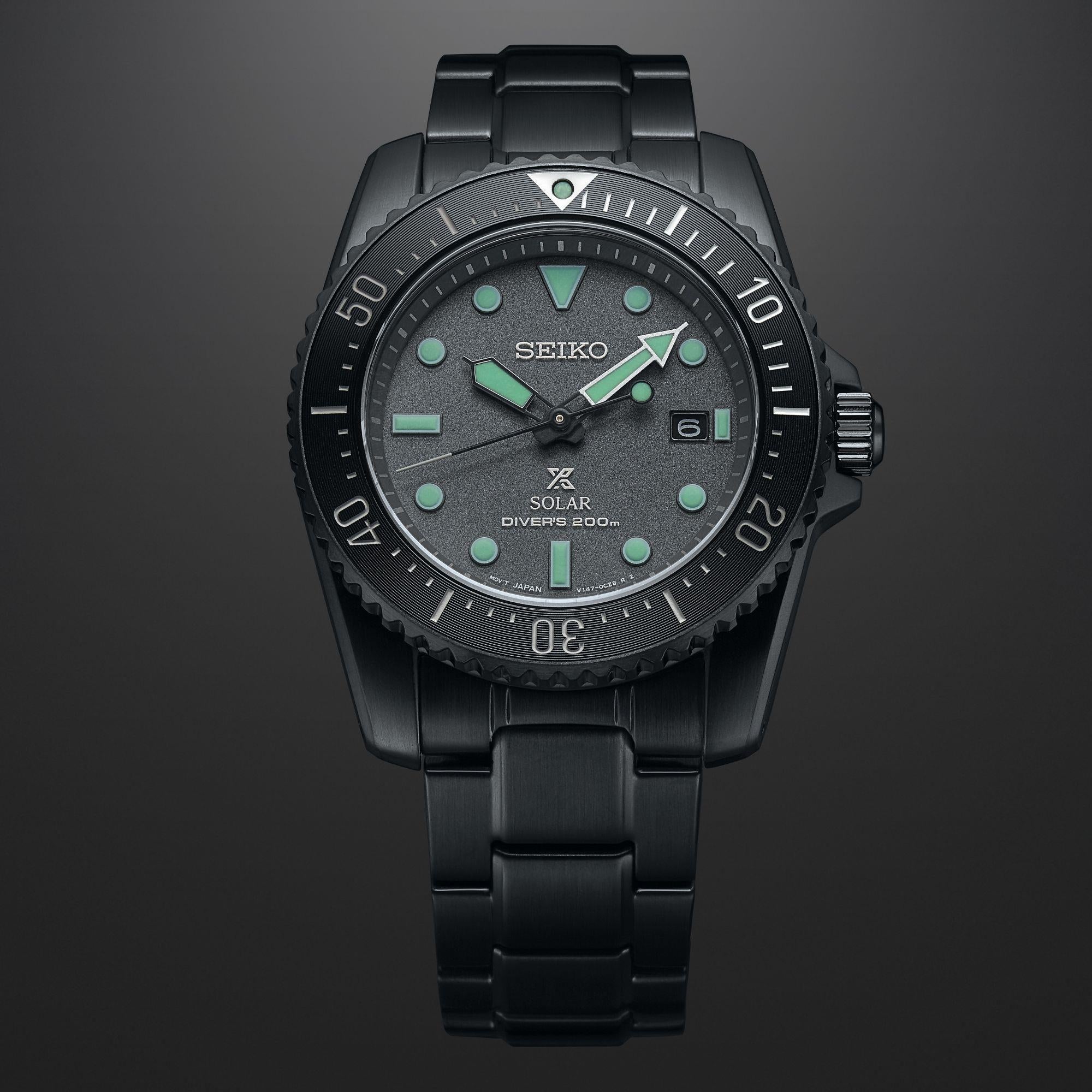 Seiko Prospex Black Series Night Vision 1965 Re-interpretation Solar Limited Edition Black Dial Watch SNE587P1