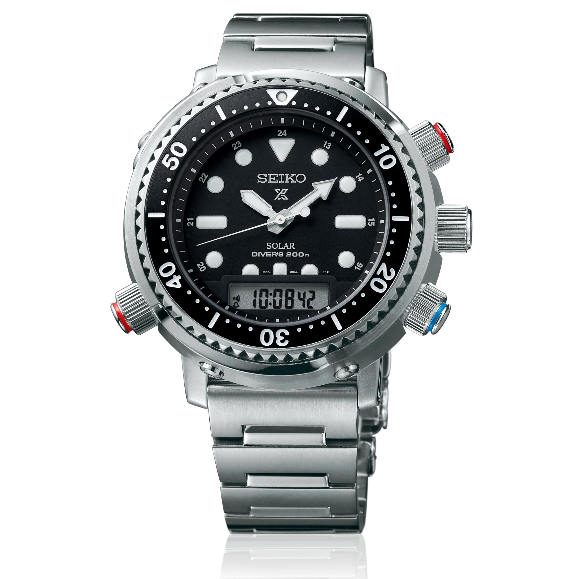 Seiko Prospex Solar Arnie Hybrid Divers 40th Anniversary Automatic Black Dial Stainless Steel Bracelet SNJ033P1