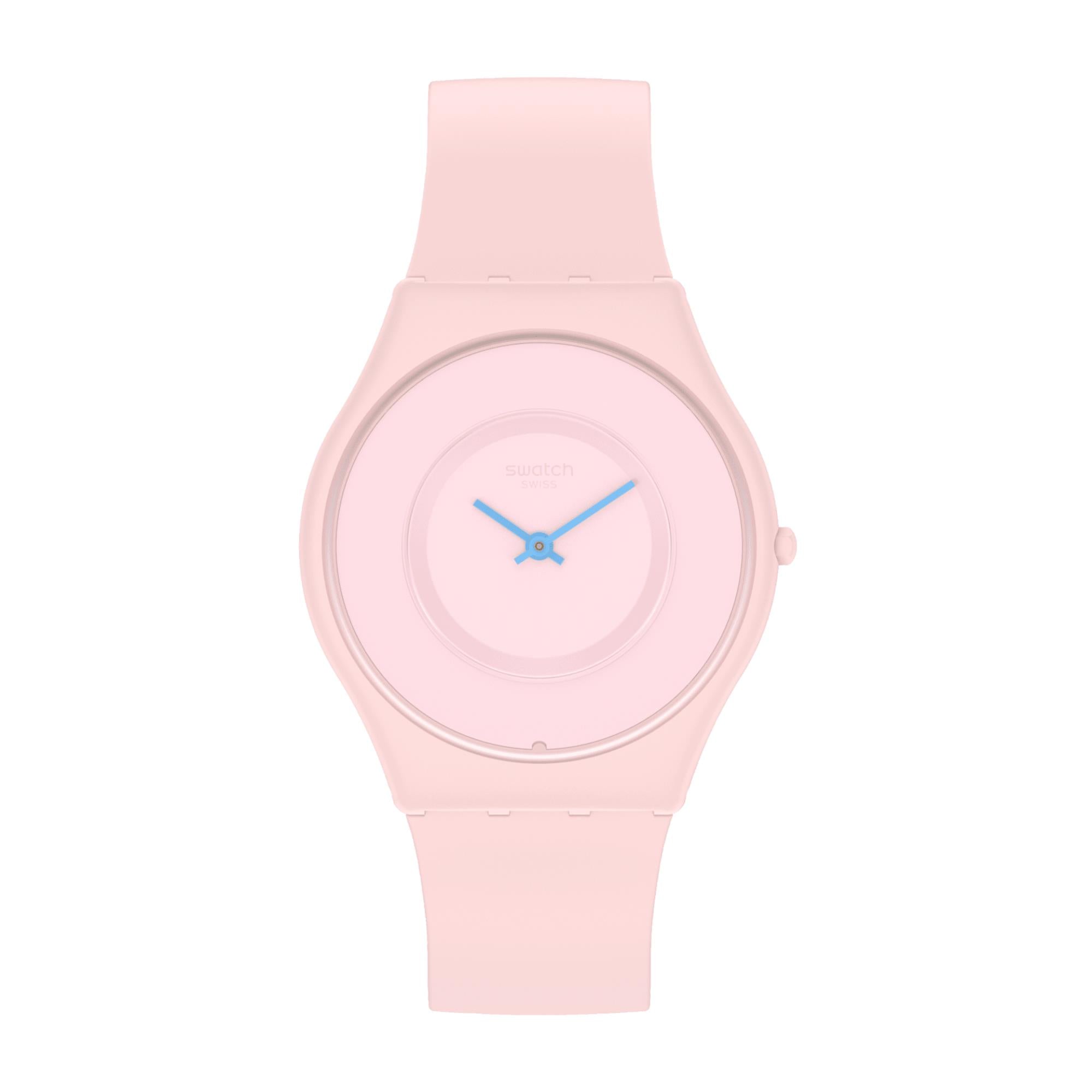 Skin Classic Caricia Rosenquarz Rosa Zifferblatt Silikonarmband Uhr SS09P100