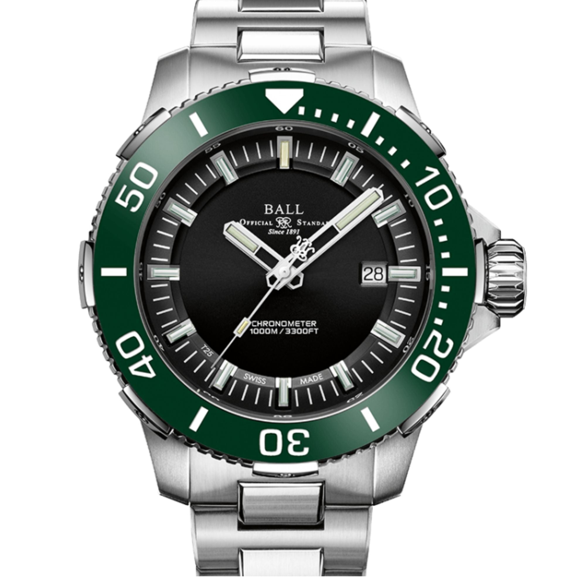 Ball Engineer Hydrocarbon DeepQUEST Ceramic Automatic Black Dial Titanium Bracelet Men's Watch DM3002A-S4CJ-BK