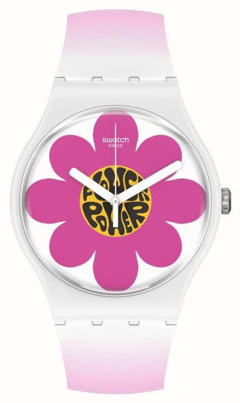Swatch New Gent Bioceramic Flower Hour Quartz Multi-Coloured Dial Silicone Watch SO32M104