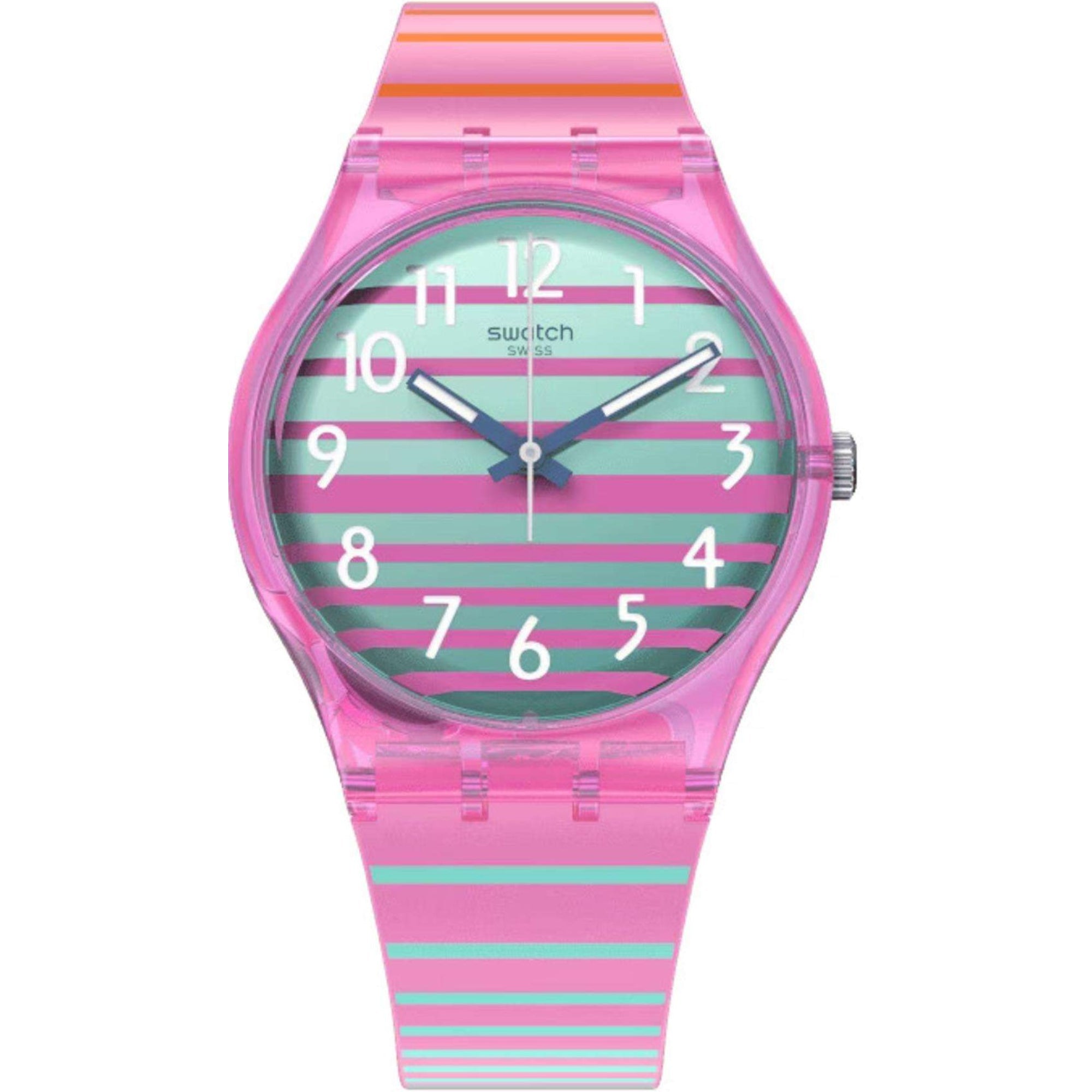 Gent Electrifying Summer Quarz Mehrfarbiges Zifferblatt Pinkes Silikonarmband Unisex Uhr SO28P105