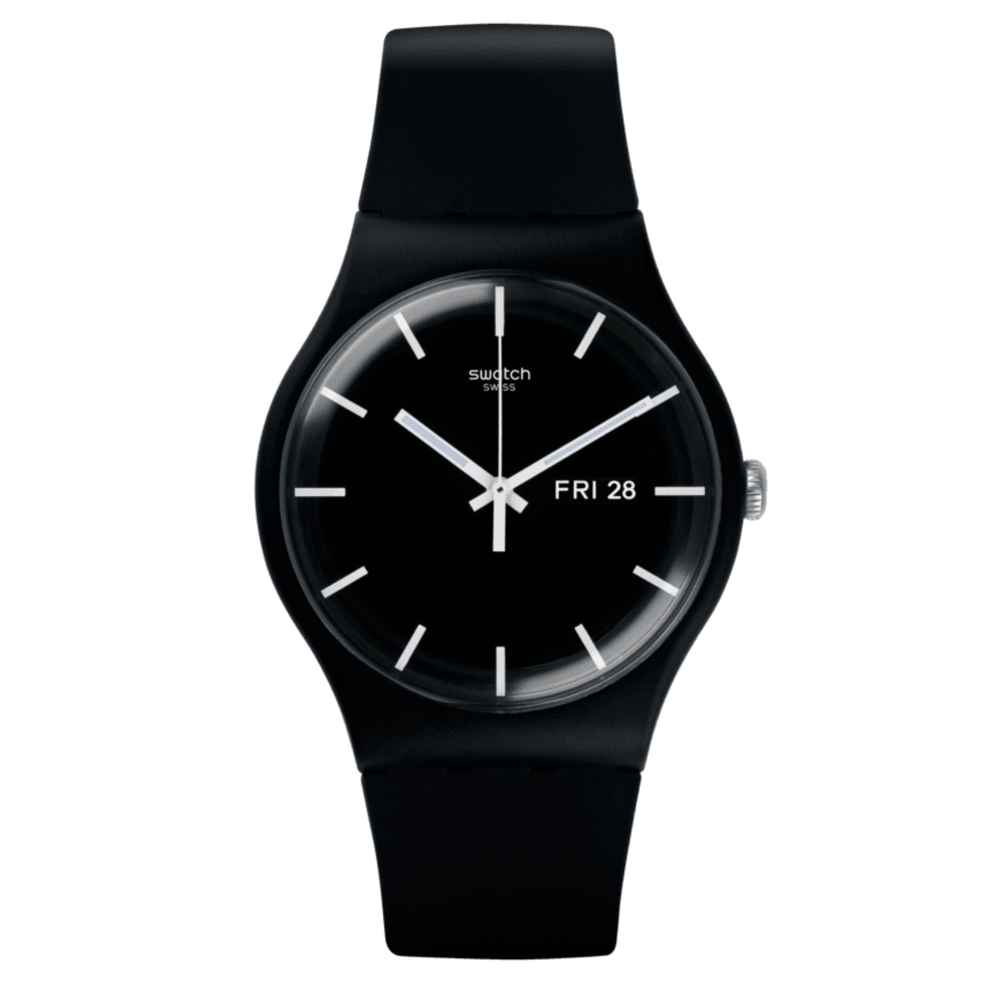 Swatch Mono Black Again Schwarzes Zifferblatt Unisex Uhr SO29B704