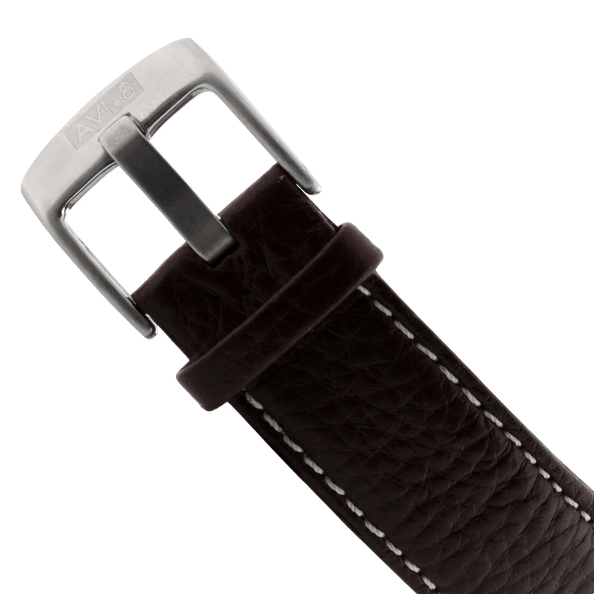 Die AVI-8 Hawker Hurricane Classic Chronograph Uhr mit weißem Zifferblatt und braunem Lederarmband für Herren AV-4011-01