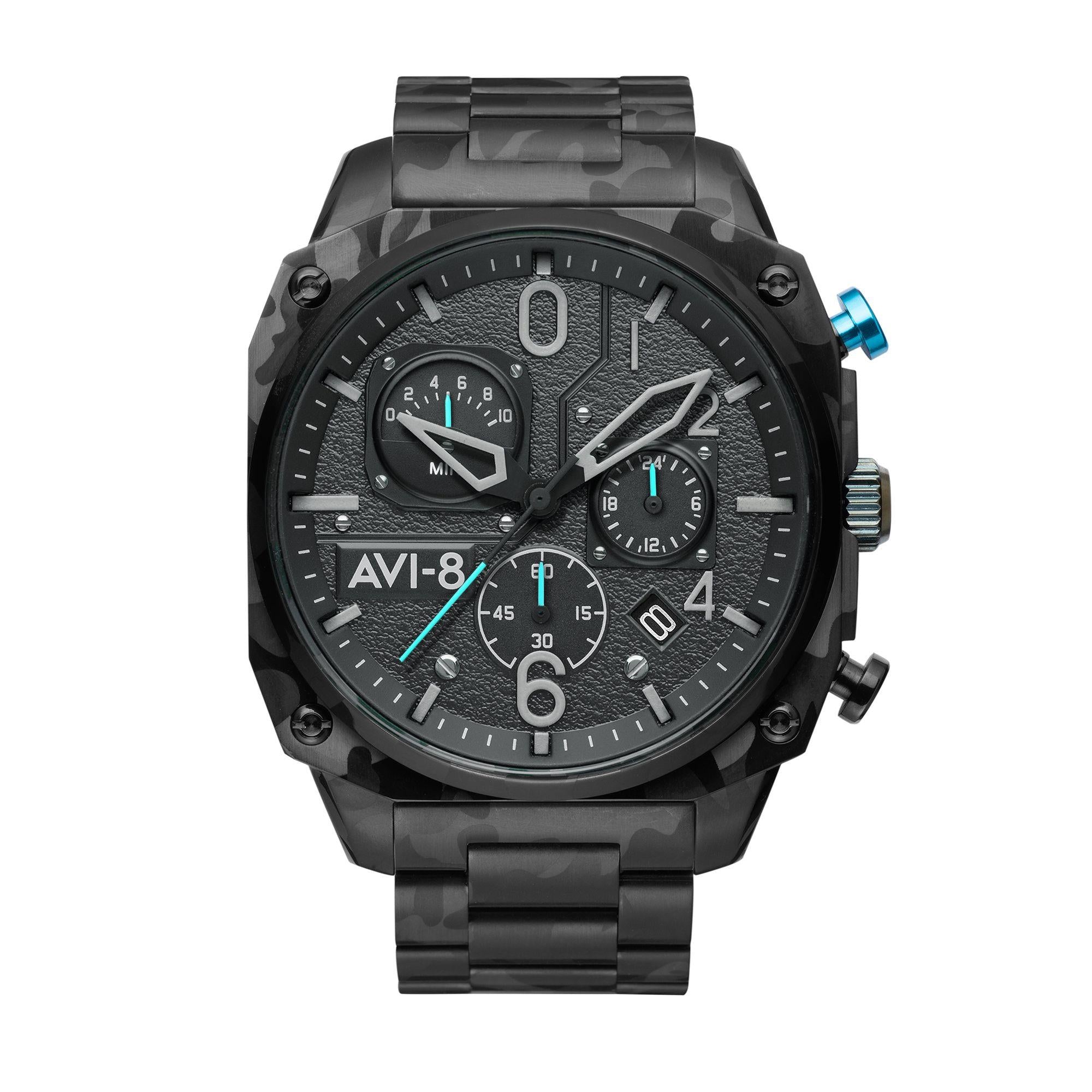 AVI-8 Hawker Hunter Retrograde Chronograph Night Camo Herren Uhr AV-4052-11