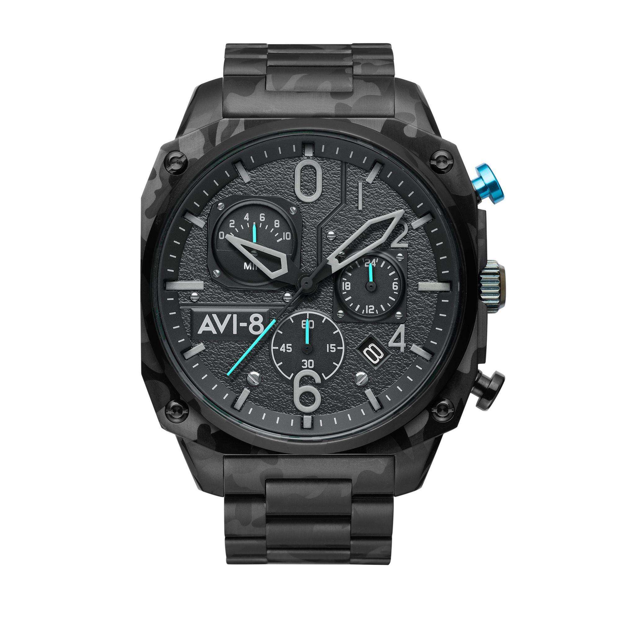 AVI-8 Hawker Hunter Retrograde Chronograph Night Camo Herren Uhr AV-4052-11