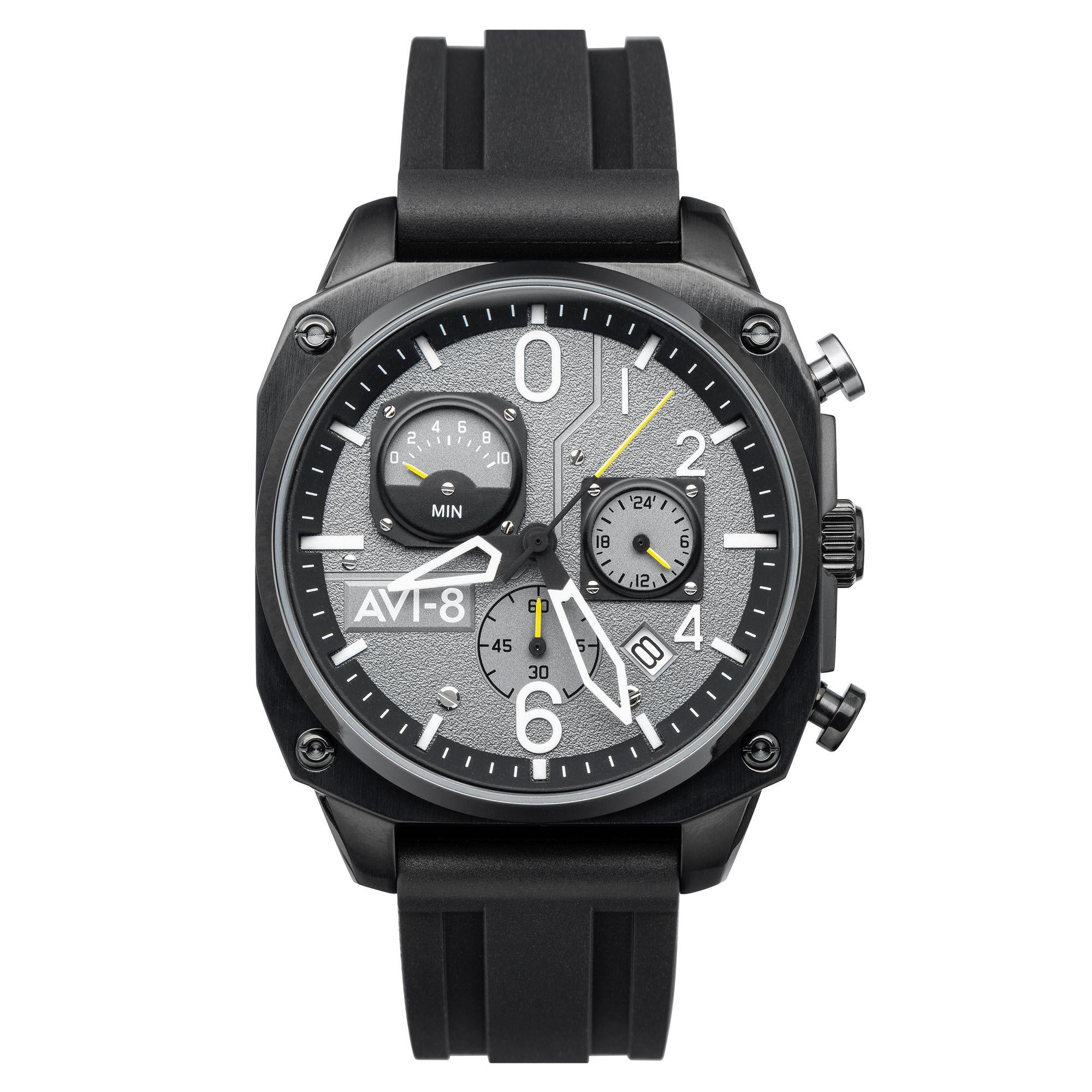 AVI-8 Hawker Hunter Retrograde Chronograph Tactical Black Mens Watch AV-4052-R1