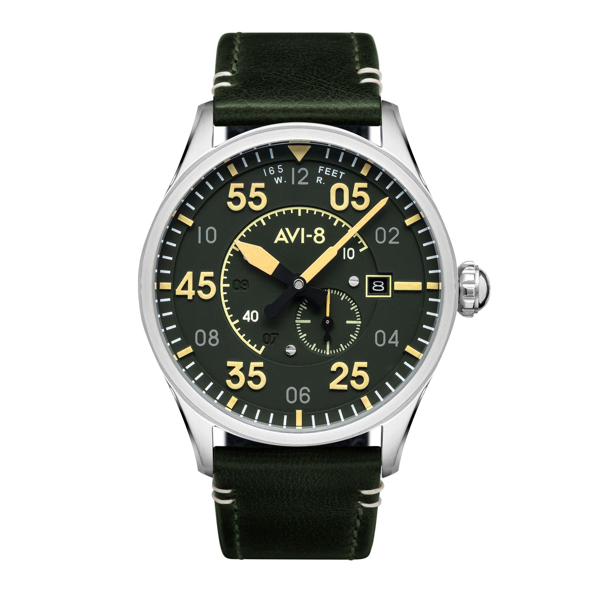 AVI-8 Spitfire Typ 300 Automatik Olivgrün mit zusätzlichem Armband Herren Uhr AV-4073-22