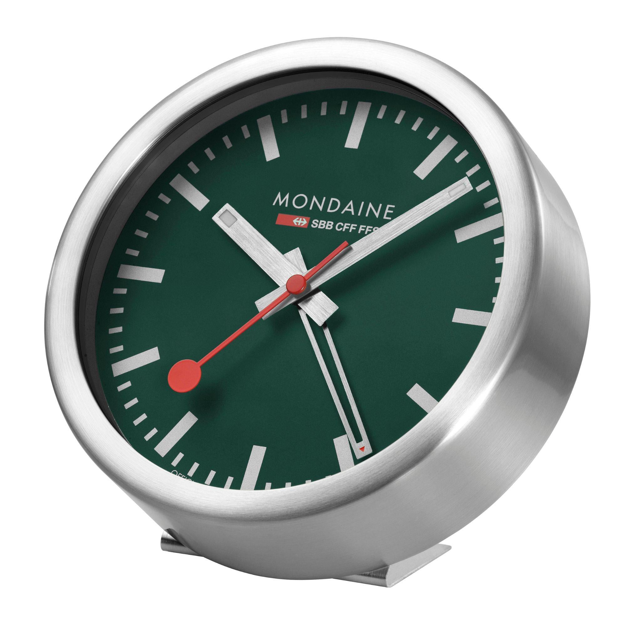 Mondaine Aluminium Case Park Green Table and Alarm Clock A997.MCAL.66SBV